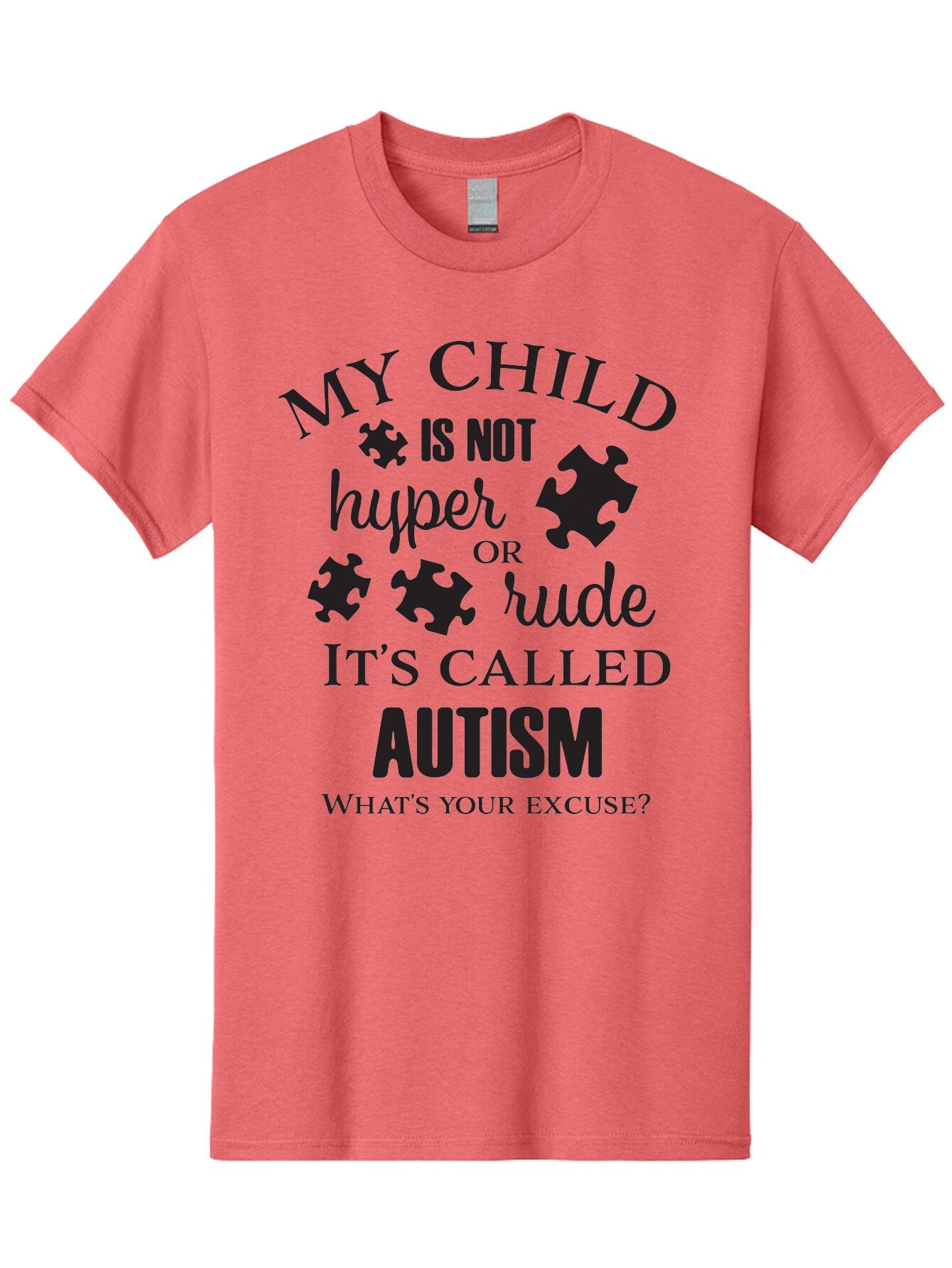 My-Child-Is-Not-Hyper-Or-Rude-It-S-Called-Autism Men'S Graphic Tee, 100% Cotton, Comfortable Casual Summer Wear, Machine Washable, Autism Awareness, Autism Acceptance, Neurodiversity, Autism Support, Puzzle Piece, Autism Quotes, Aad036 8