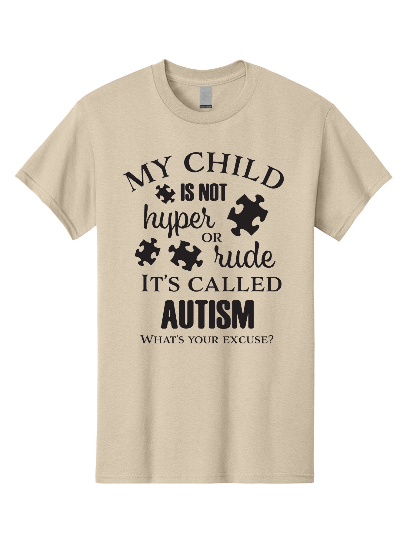 My-Child-Is-Not-Hyper-Or-Rude-It-S-Called-Autism Men'S Graphic Tee, 100% Cotton, Comfortable Casual Summer Wear, Machine Washable, Autism Awareness, Autism Acceptance, Neurodiversity, Autism Support, Puzzle Piece, Autism Quotes, Aad036