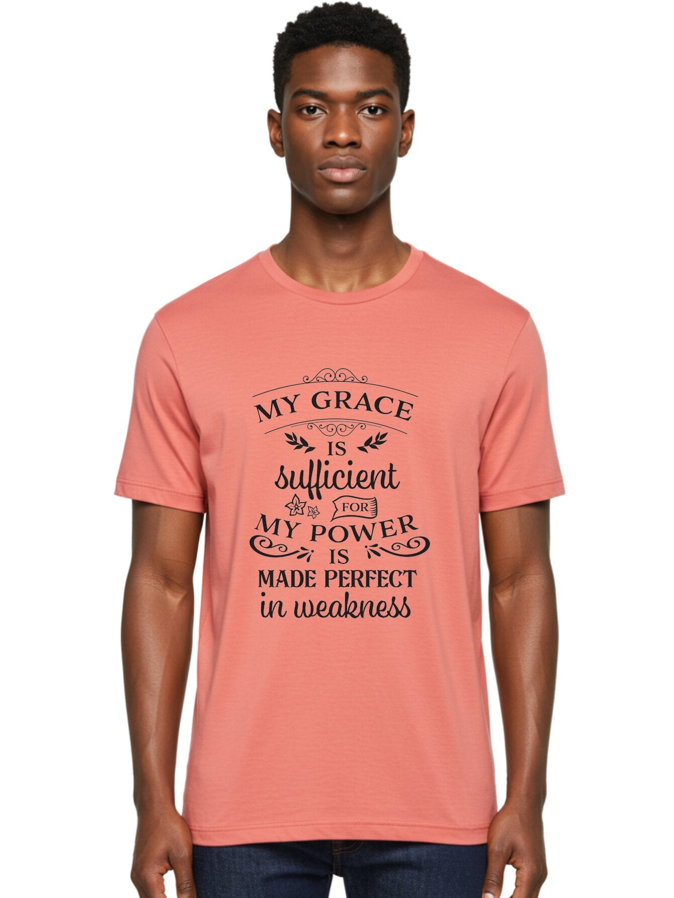 My-Grace-Is-Sufficient-1 Men'S Graphic Tee, 100% Cotton, Comfortable Casual Summer Wear, Machine Washable, Inspirational Quote, Motivational Words, Faith-Based Message, Inner Strength, Bible Verse, Spiritual Growth, Perseverance Aad037 24