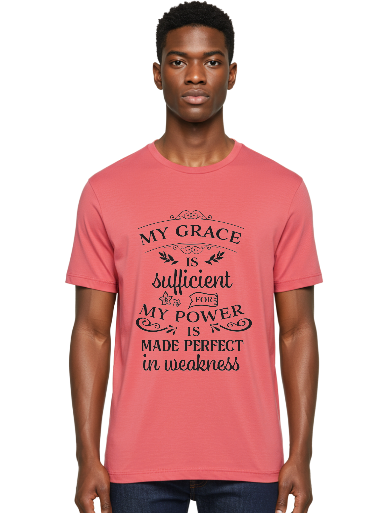 My-Grace-Is-Sufficient-1 Men'S Graphic Tee, 100% Cotton, Comfortable Casual Summer Wear, Machine Washable, Inspirational Quote, Motivational Words, Faith-Based Message, Inner Strength, Bible Verse, Spiritual Growth, Perseverance Aad037 14