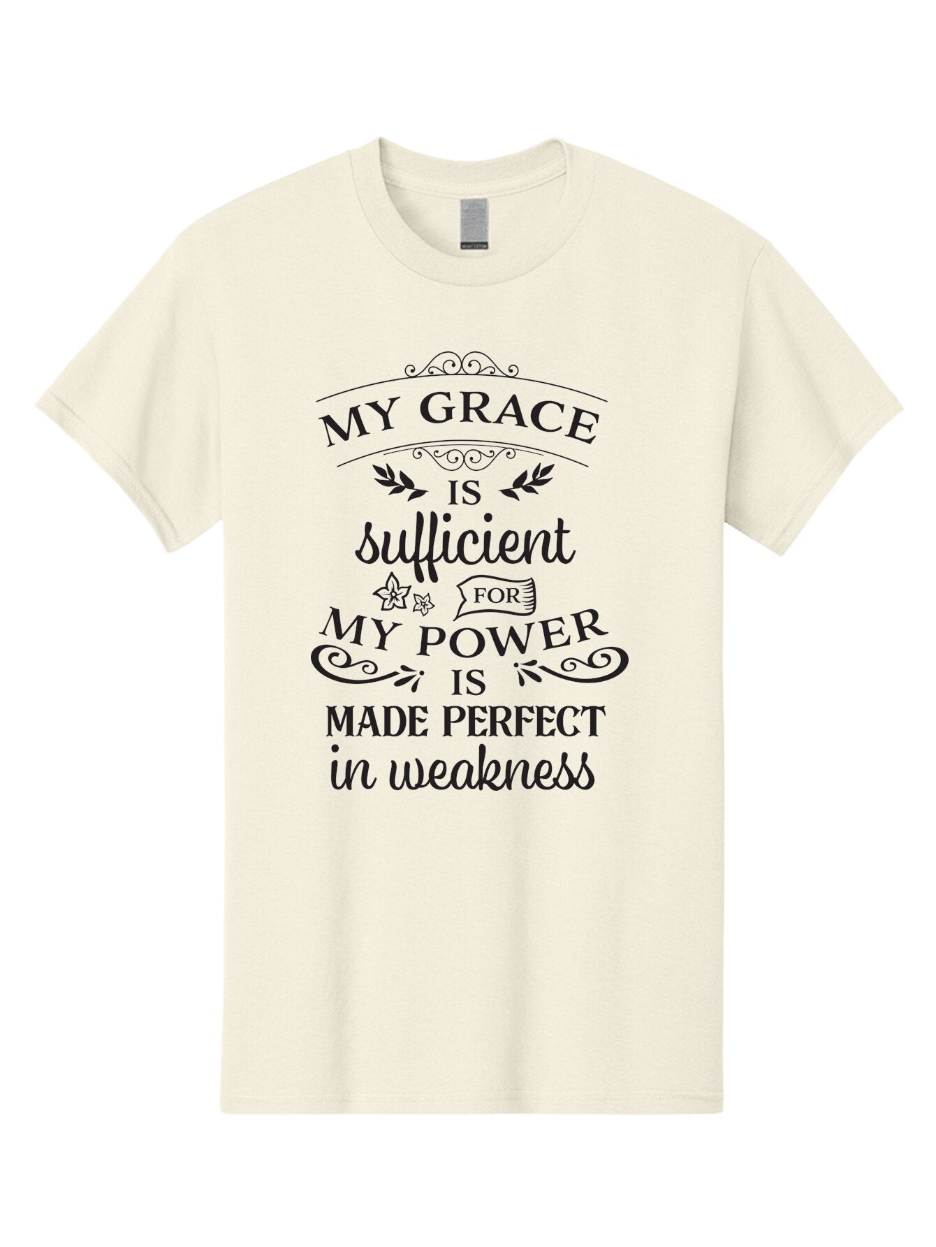 My-Grace-Is-Sufficient-1 Men'S Graphic Tee, 100% Cotton, Comfortable Casual Summer Wear, Machine Washable, Inspirational Quote, Motivational Words, Faith-Based Message, Inner Strength, Bible Verse, Spiritual Growth, Perseverance Aad037 3