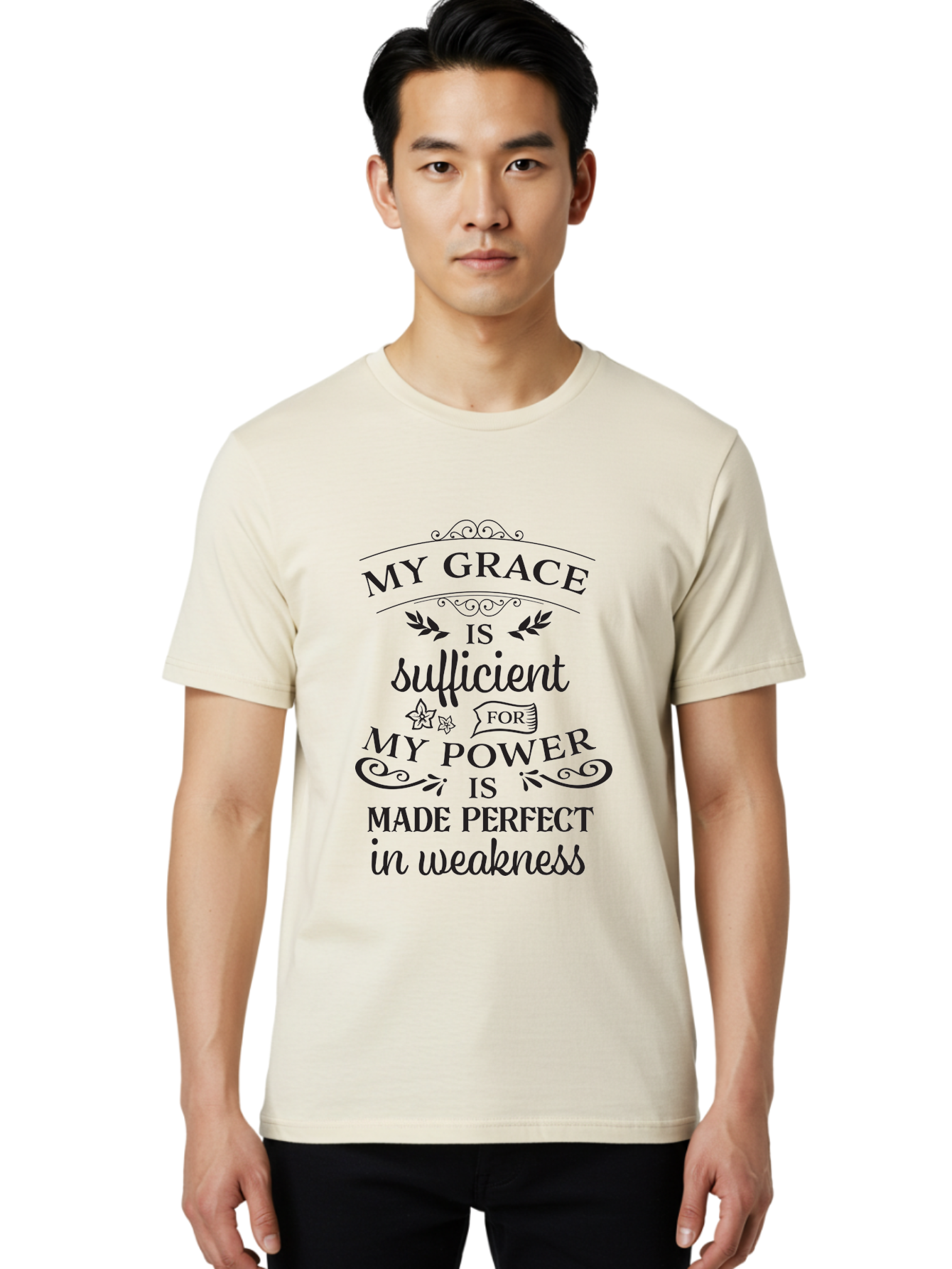 My-Grace-Is-Sufficient-1 Men'S Graphic Tee, 100% Cotton, Comfortable Casual Summer Wear, Machine Washable, Inspirational Quote, Motivational Words, Faith-Based Message, Inner Strength, Bible Verse, Spiritual Growth, Perseverance Aad037 18