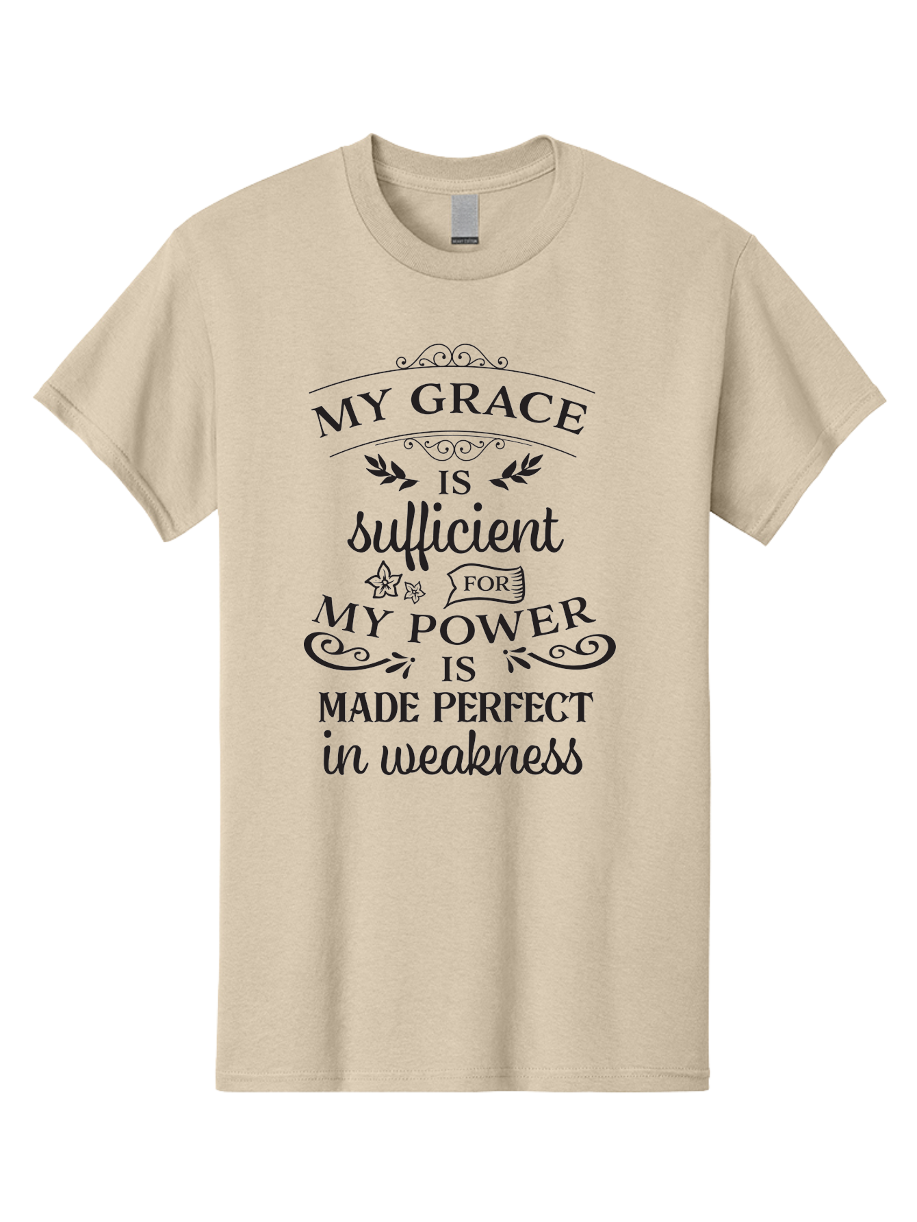 My-Grace-Is-Sufficient-1 Men'S Graphic Tee, 100% Cotton, Comfortable Casual Summer Wear, Machine Washable, Inspirational Quote, Motivational Words, Faith-Based Message, Inner Strength, Bible Verse, Spiritual Growth, Perseverance Aad037 5