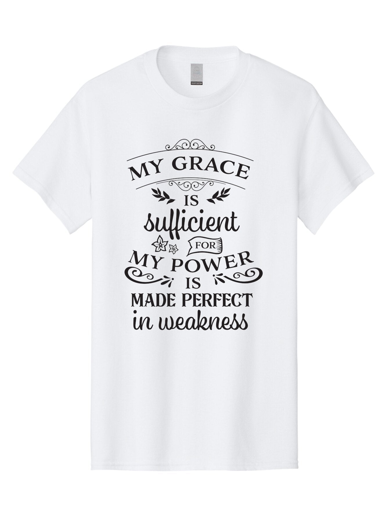 My-Grace-Is-Sufficient-1 Men'S Graphic Tee, 100% Cotton, Comfortable Casual Summer Wear, Machine Washable, Inspirational Quote, Motivational Words, Faith-Based Message, Inner Strength, Bible Verse, Spiritual Growth, Perseverance Aad037 8