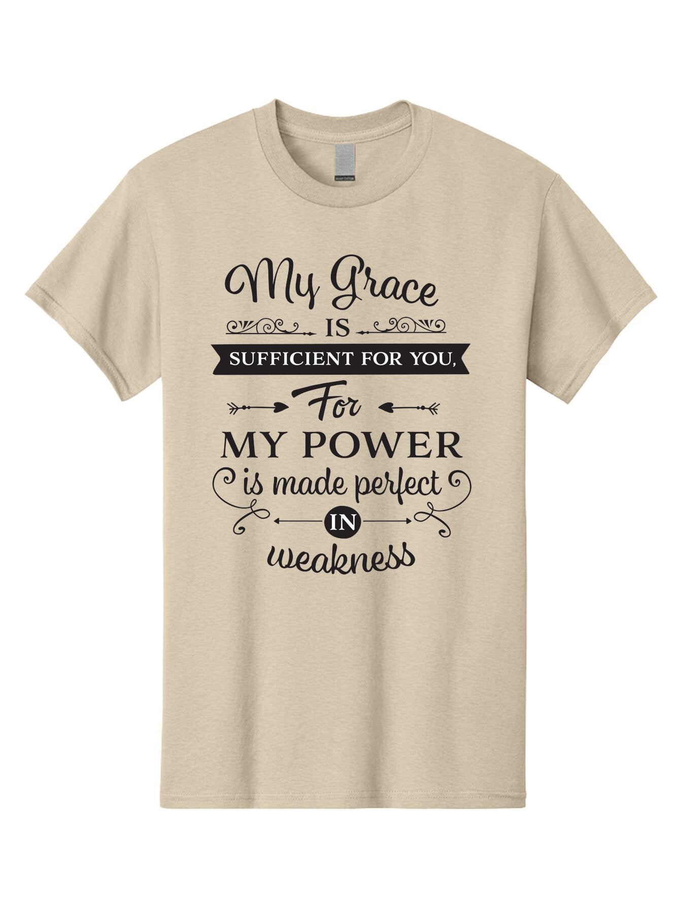 My-Grace-Is-Sufficient Men'S Graphic Tee, 100% Cotton, Comfortable Casual Summer Wear, Machine Washable, Inspirational Quote, Motivational Words, Faith-Based Message, Spiritual Guidance, Encouraging Scripture, Divine Love, Sacred Text, Aad038