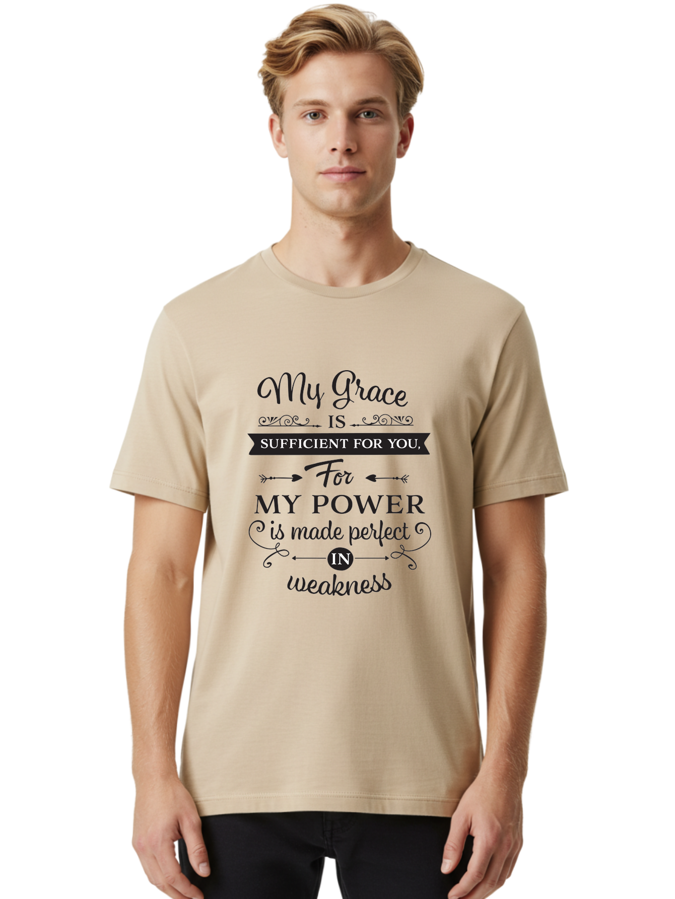 My-Grace-Is-Sufficient Men'S Graphic Tee, 100% Cotton, Comfortable Casual Summer Wear, Machine Washable, Inspirational Quote, Motivational Words, Faith-Based Message, Spiritual Guidance, Encouraging Scripture, Divine Love, Sacred Text, Aad038 20