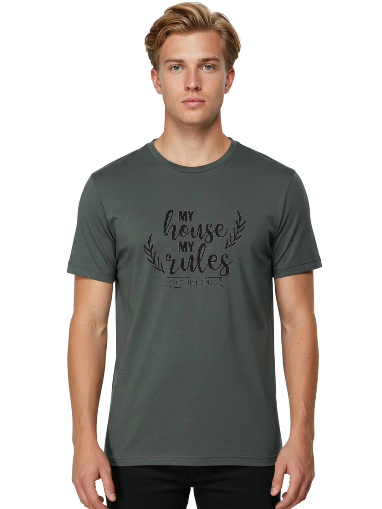 My-House-My-Rules Men'S Graphic Tee, 100% Cotton, Comfortable Casual Summer Wear, Machine Washable, House Rules, Simple Living, Home Decor, Wall Art, Inspirational Quotes, Motivational Phrases, Home Sweet Home, Positive Vibes Aad040 14