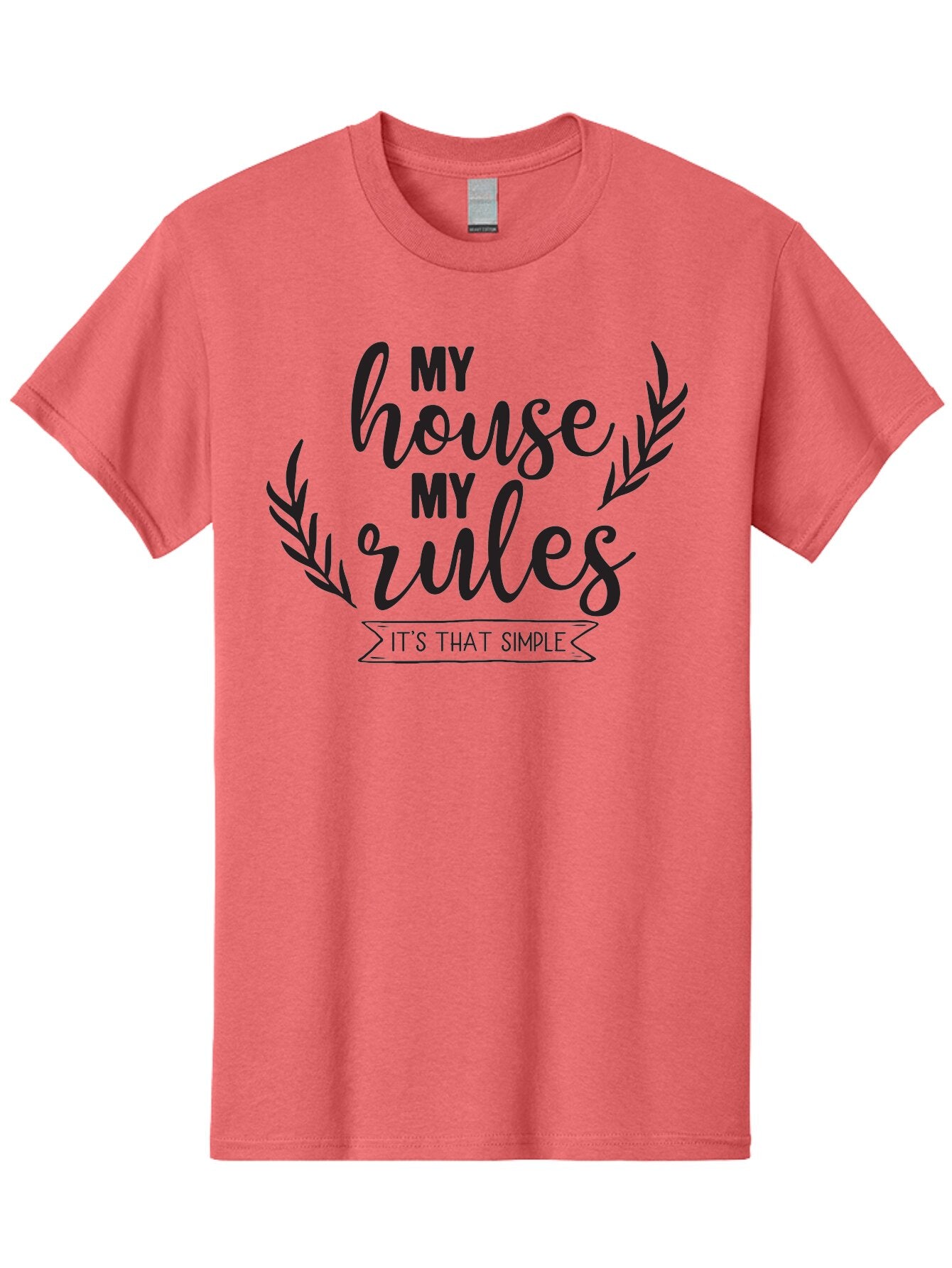 My-House-My-Rules Men'S Graphic Tee, 100% Cotton, Comfortable Casual Summer Wear, Machine Washable, House Rules, Simple Living, Home Decor, Wall Art, Inspirational Quotes, Motivational Phrases, Home Sweet Home, Positive Vibes Aad040 3