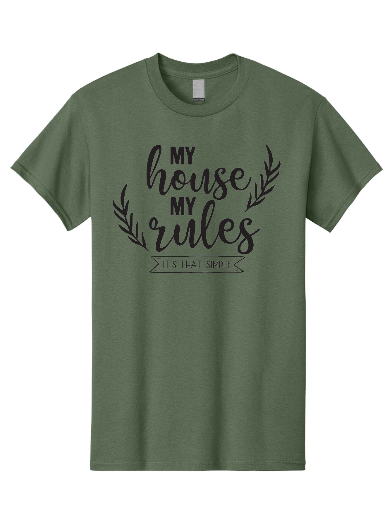 My-House-My-Rules Men'S Graphic Tee, 100% Cotton, Comfortable Casual Summer Wear, Machine Washable, House Rules, Simple Living, Home Decor, Wall Art, Inspirational Quotes, Motivational Phrases, Home Sweet Home, Positive Vibes Aad040