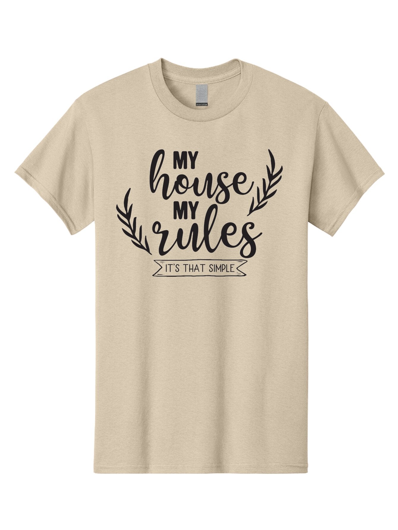 My-House-My-Rules Men'S Graphic Tee, 100% Cotton, Comfortable Casual Summer Wear, Machine Washable, House Rules, Simple Living, Home Decor, Wall Art, Inspirational Quotes, Motivational Phrases, Home Sweet Home, Positive Vibes Aad040 12