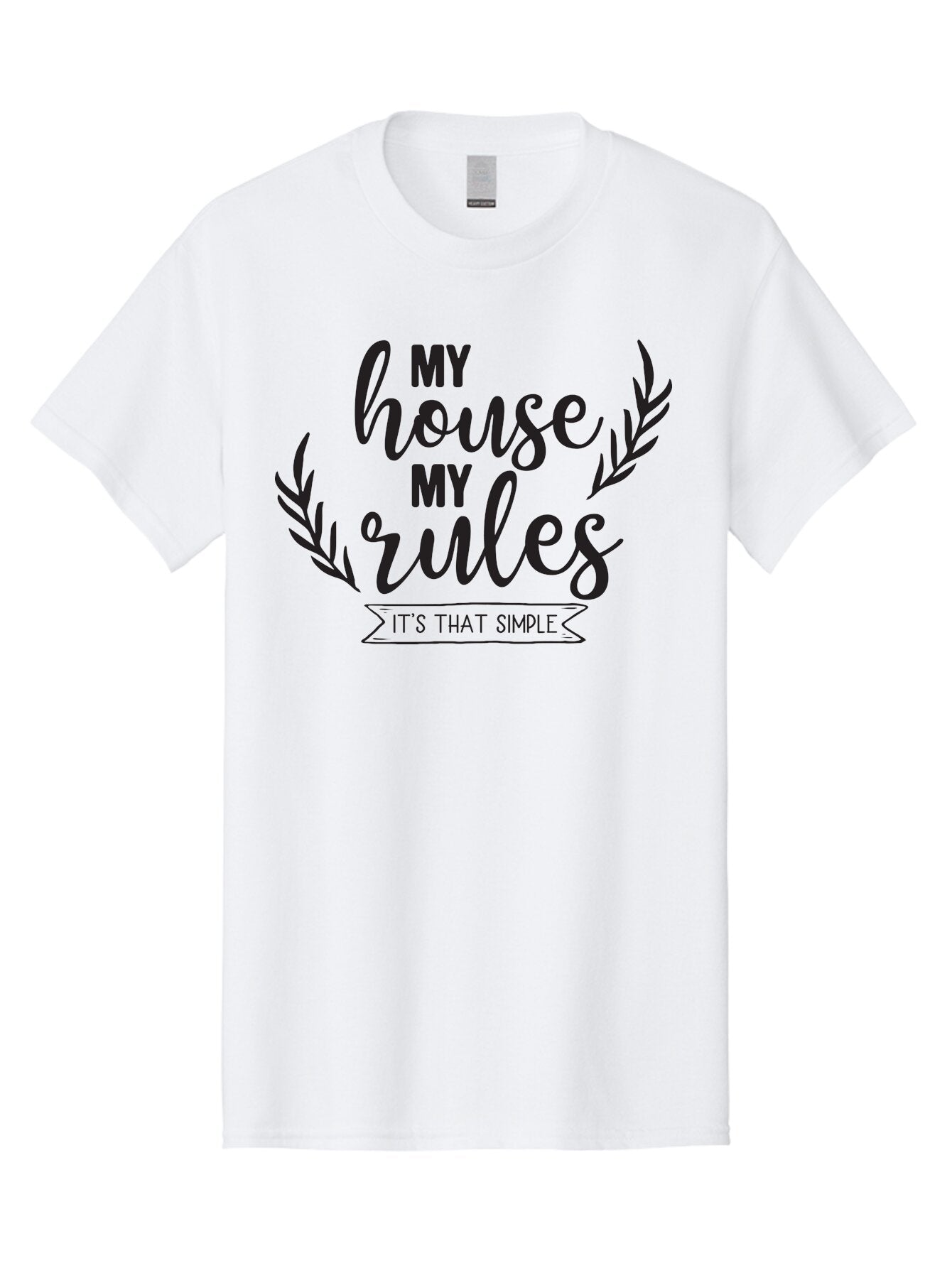 My-House-My-Rules Men'S Graphic Tee, 100% Cotton, Comfortable Casual Summer Wear, Machine Washable, House Rules, Simple Living, Home Decor, Wall Art, Inspirational Quotes, Motivational Phrases, Home Sweet Home, Positive Vibes Aad040 5