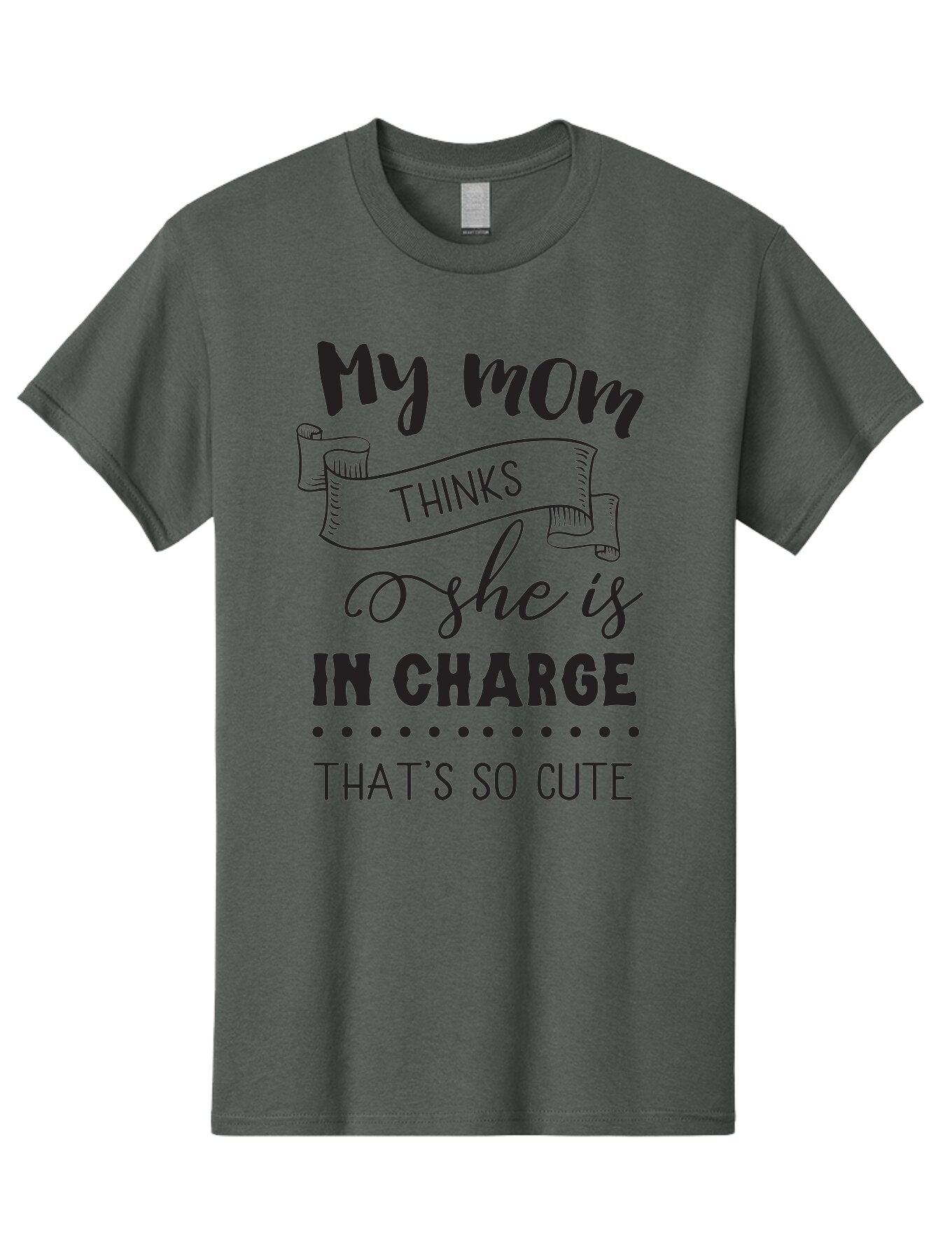 My-Mom-Thinks-She-Is-In-Charge Men'S Graphic Tee, 100% Cotton, Comfortable Casual Summer Wear, Machine Washable, Funny Quote, Humorous Saying, Mom Joke, Parenting Humor, Cute Phrase, Playful Design, Witty Saying, Mom Life, Sarcastic Humor Aad044 9