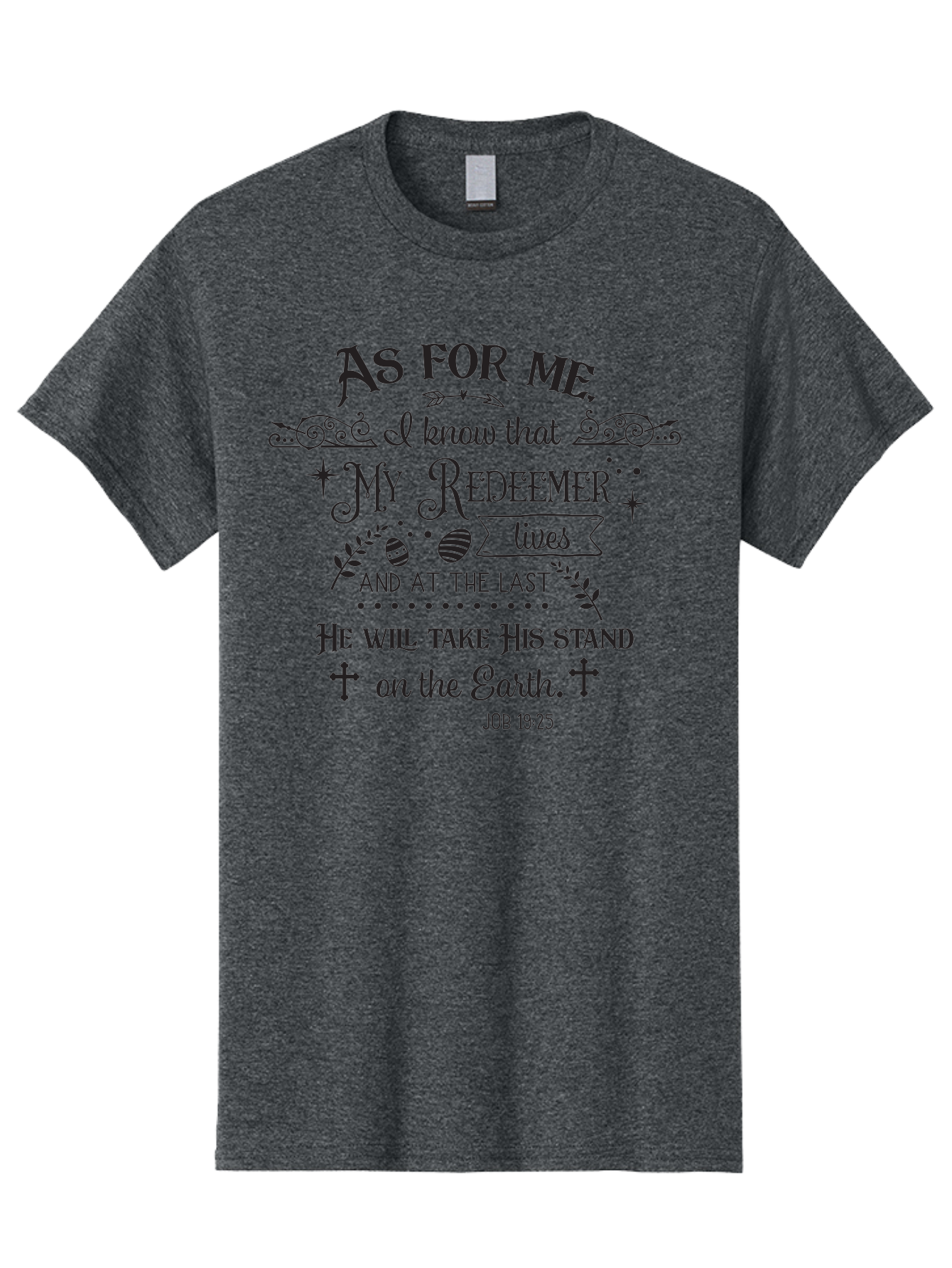 My-Redeemer-Lives Men'S Graphic Tee, 100% Cotton, Comfortable Casual Summer Wear, Machine Washable, Inspirational Quote, Christian Faith, Biblical Verse, Job 19:25, Spiritual Message, Hopeful Words, Religious Art, Decorative Typography, Aad046 5