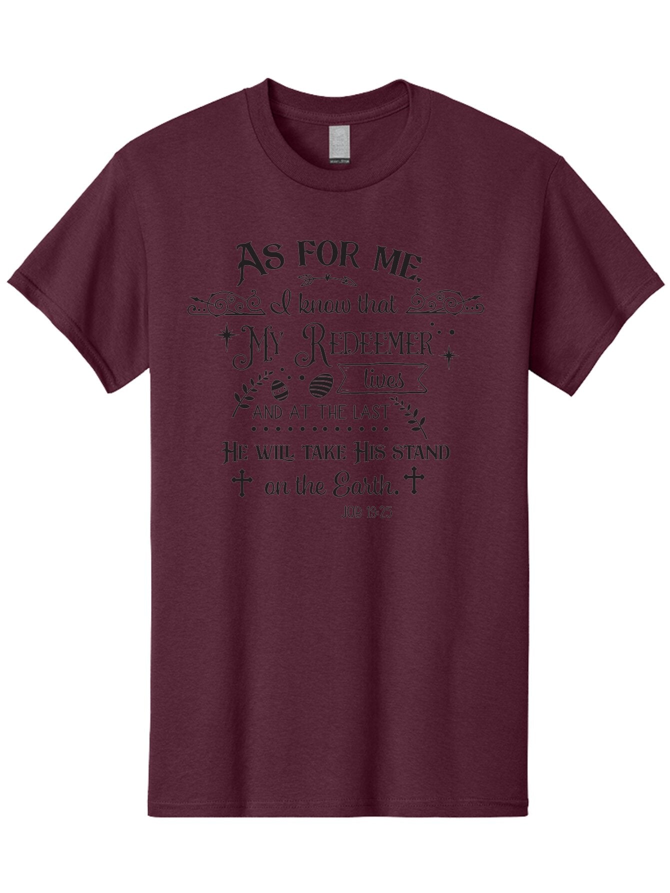 My-Redeemer-Lives Men'S Graphic Tee, 100% Cotton, Comfortable Casual Summer Wear, Machine Washable, Inspirational Quote, Christian Faith, Biblical Verse, Job 19:25, Spiritual Message, Hopeful Words, Religious Art, Decorative Typography, Aad046 9