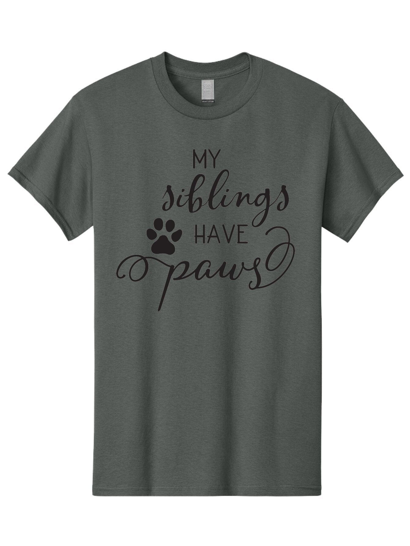 My-Siblings-Have-Paws Men'S Graphic Tee, 100% Cotton, Comfortable Casual Summer Wear, Machine Washable, Sibling Love, Pet Owners, Dog Lovers, Funny Quote, Playful Design, Animal Theme, Paw Print, Unique Gift, Pet Siblings Aad047