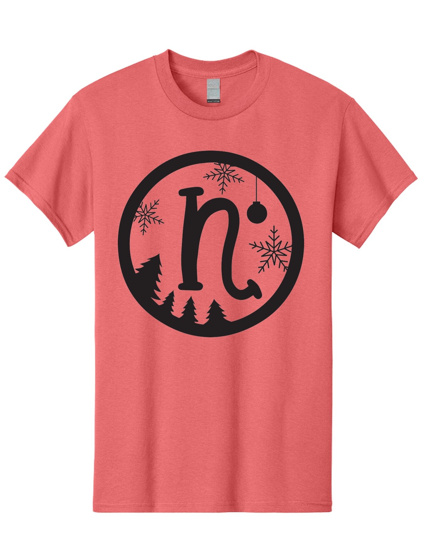 N Men'S Graphic Tee, 100% Cotton, Comfortable Casual Summer Wear, Machine Washable, Winter Wonderland, Snowflakes, Christmas Ornament, Pine Trees, Festive Decor, Holiday Theme, Winter Season Aad049