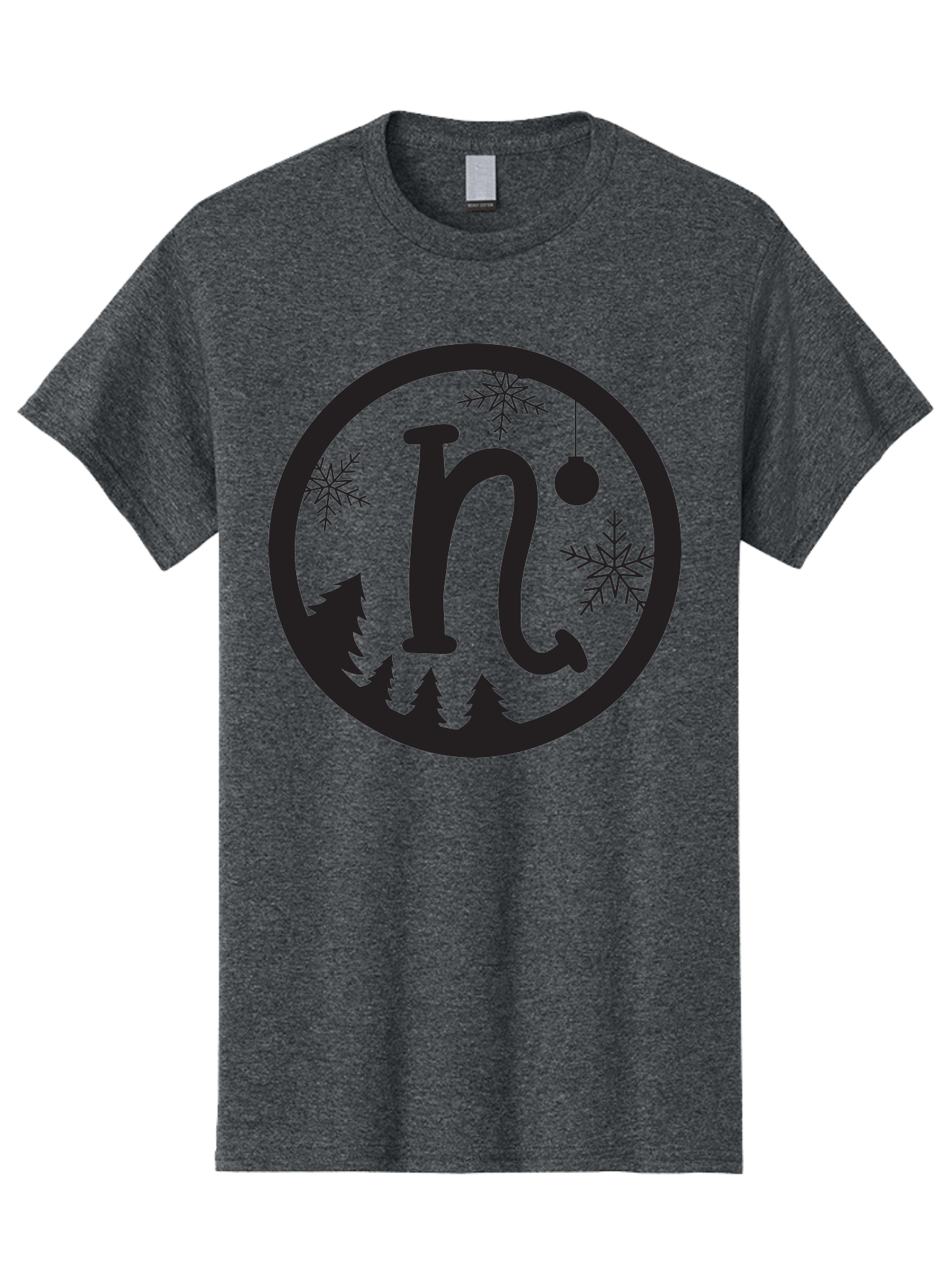 N Men'S Graphic Tee, 100% Cotton, Comfortable Casual Summer Wear, Machine Washable, Winter Wonderland, Snowflakes, Christmas Ornament, Pine Trees, Festive Decor, Holiday Theme, Winter Season Aad049 25