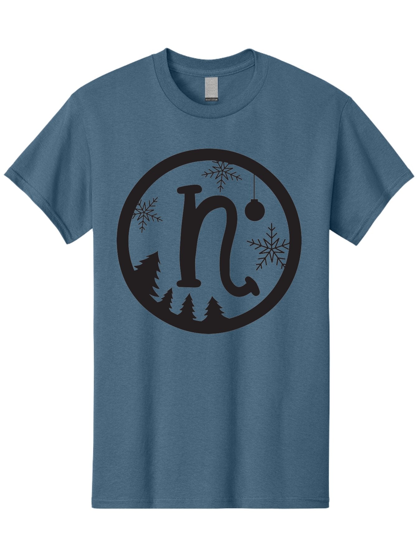 N Men'S Graphic Tee, 100% Cotton, Comfortable Casual Summer Wear, Machine Washable, Winter Wonderland, Snowflakes, Christmas Ornament, Pine Trees, Festive Decor, Holiday Theme, Winter Season Aad049 4