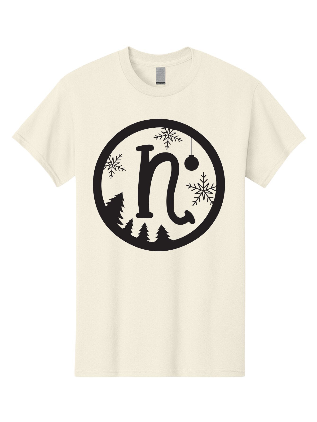 N Men'S Graphic Tee, 100% Cotton, Comfortable Casual Summer Wear, Machine Washable, Winter Wonderland, Snowflakes, Christmas Ornament, Pine Trees, Festive Decor, Holiday Theme, Winter Season Aad049 14