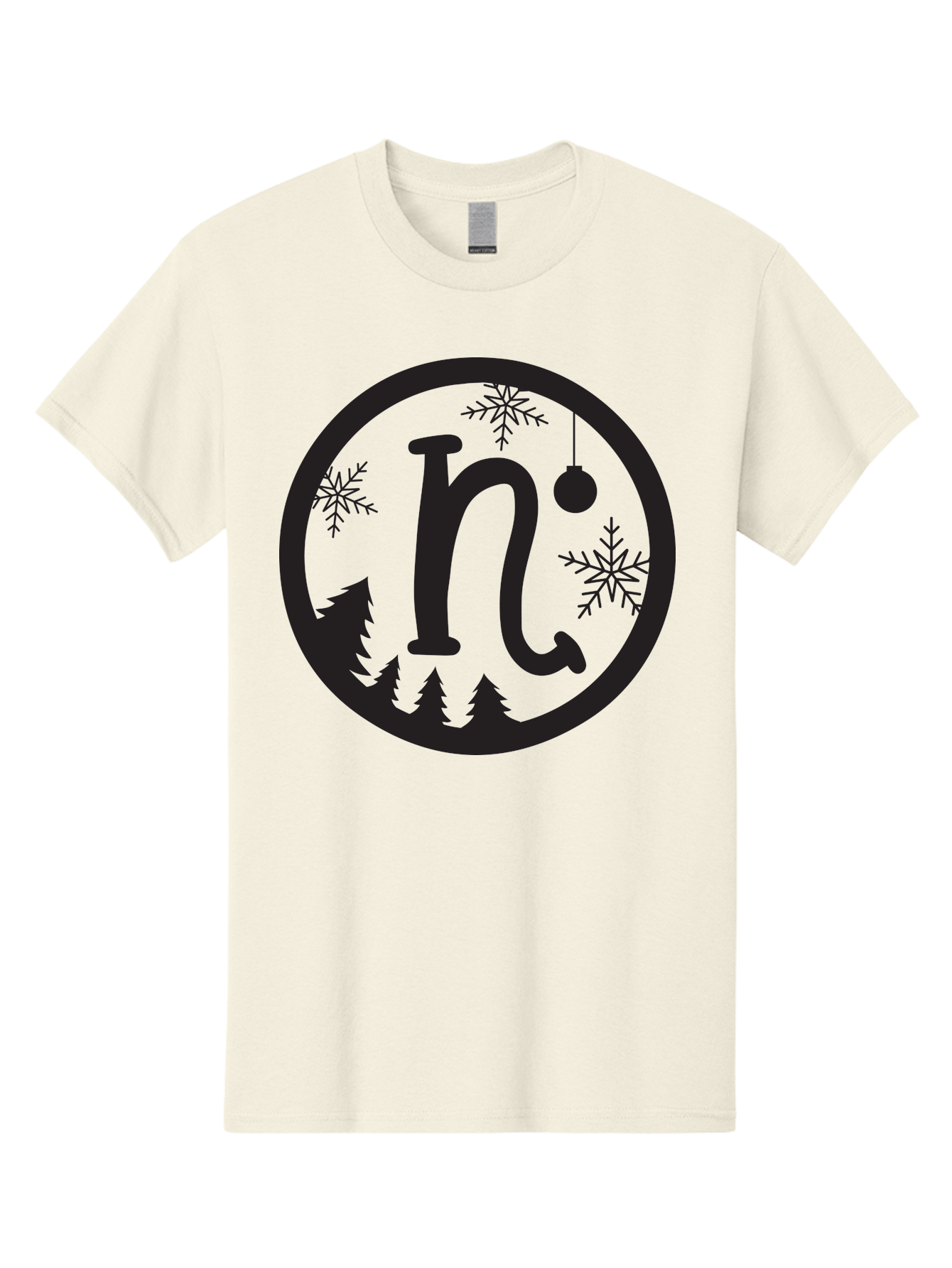 N Men'S Graphic Tee, 100% Cotton, Comfortable Casual Summer Wear, Machine Washable, Winter Wonderland, Snowflakes, Christmas Ornament, Pine Trees, Festive Decor, Holiday Theme, Winter Season Aad049 3