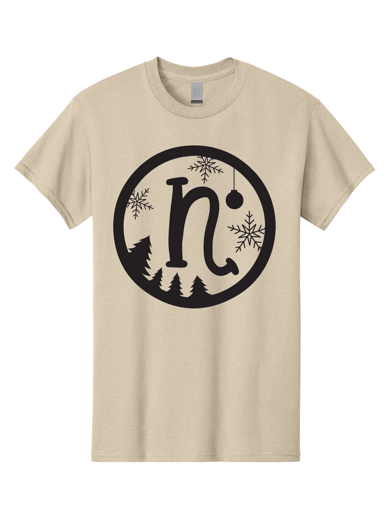 N Men'S Graphic Tee, 100% Cotton, Comfortable Casual Summer Wear, Machine Washable, Winter Wonderland, Snowflakes, Christmas Ornament, Pine Trees, Festive Decor, Holiday Theme, Winter Season Aad049 8
