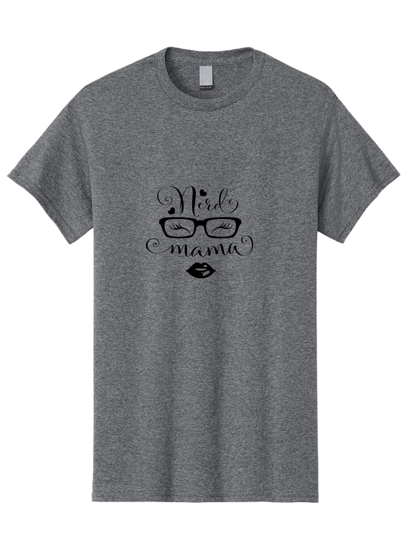 Nerd-Mama Men'S Graphic Tee, 100% Cotton, Comfortable Casual Summer Wear, Machine Washable, Nerd Mama, Glasses With Eyelashes, Lips, Cute Typography, Quirky Mom, Nerdy Humor, Fun Design, Geeky Style, Mom Quotes Aad051