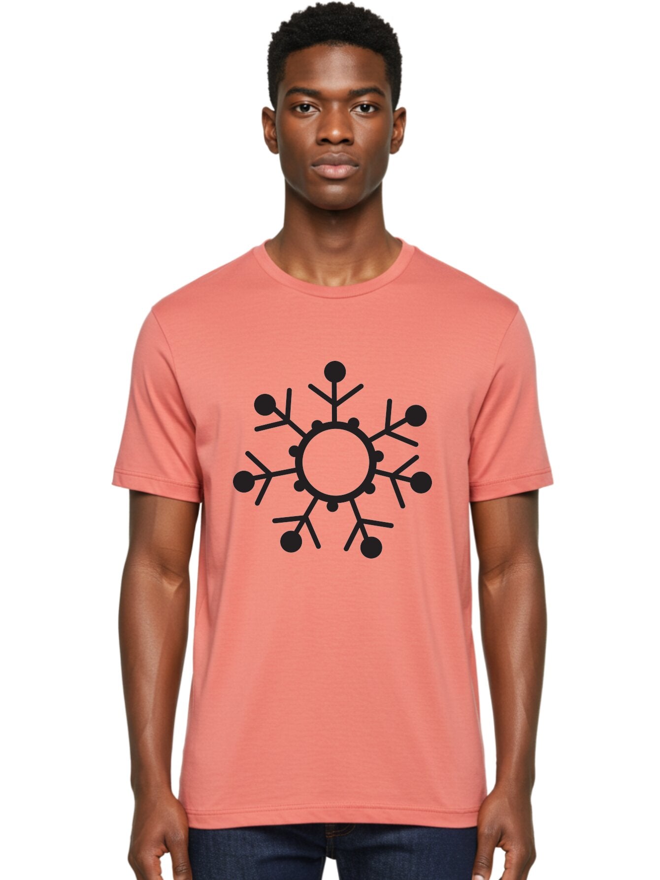 Network-Diagram Men'S Graphic Tee, 100% Cotton, Comfortable Casual Summer Wear, Machine Washable, Black Snowflake Icon, Winter Symbol, Frosty Design, Cold Weather, Snow Decoration, Stylized Snowflake, Minimalist Art, Seasonal Graphic Aad053 19