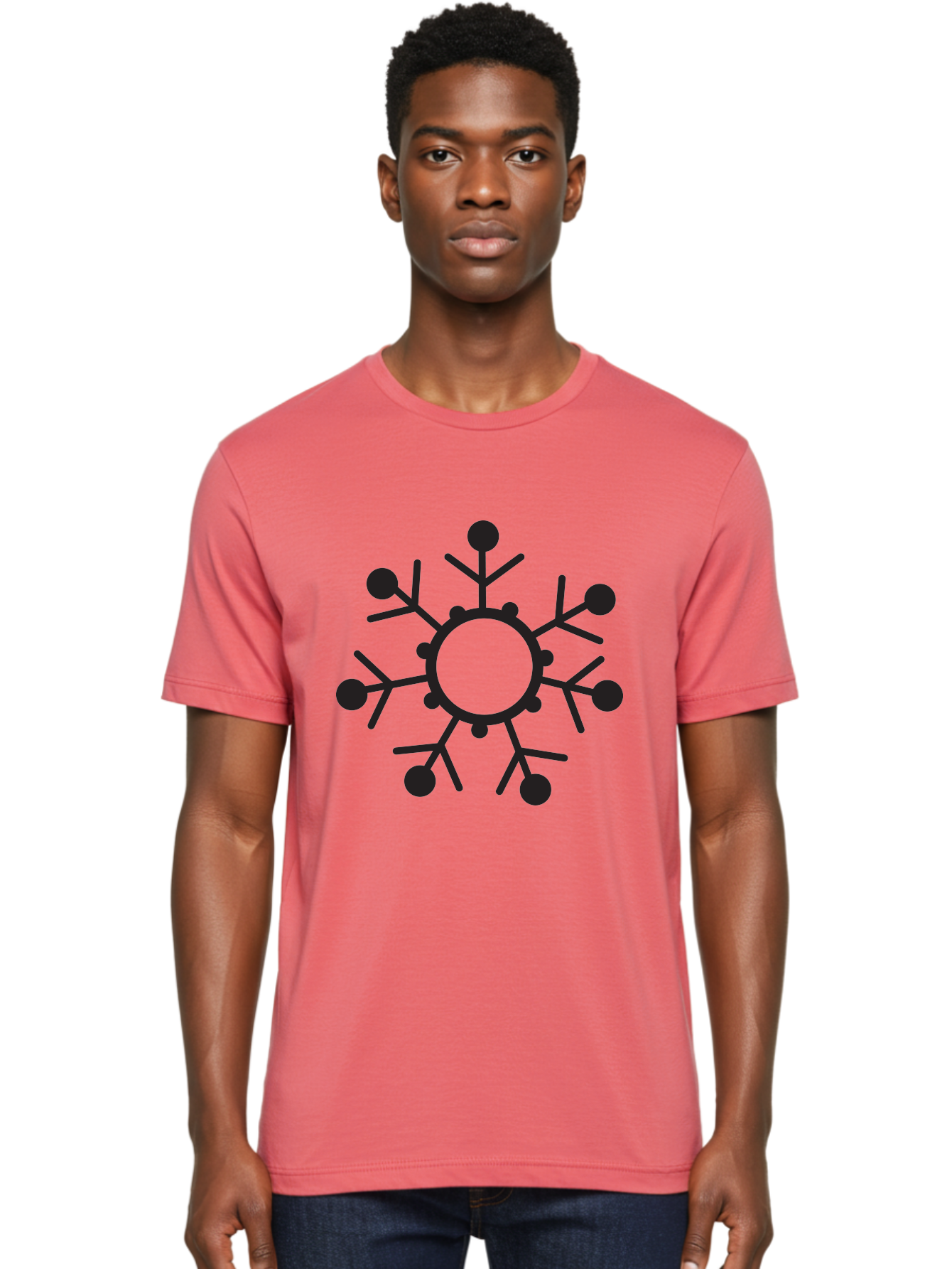 Network-Diagram Men'S Graphic Tee, 100% Cotton, Comfortable Casual Summer Wear, Machine Washable, Black Snowflake Icon, Winter Symbol, Frosty Design, Cold Weather, Snow Decoration, Stylized Snowflake, Minimalist Art, Seasonal Graphic Aad053 22