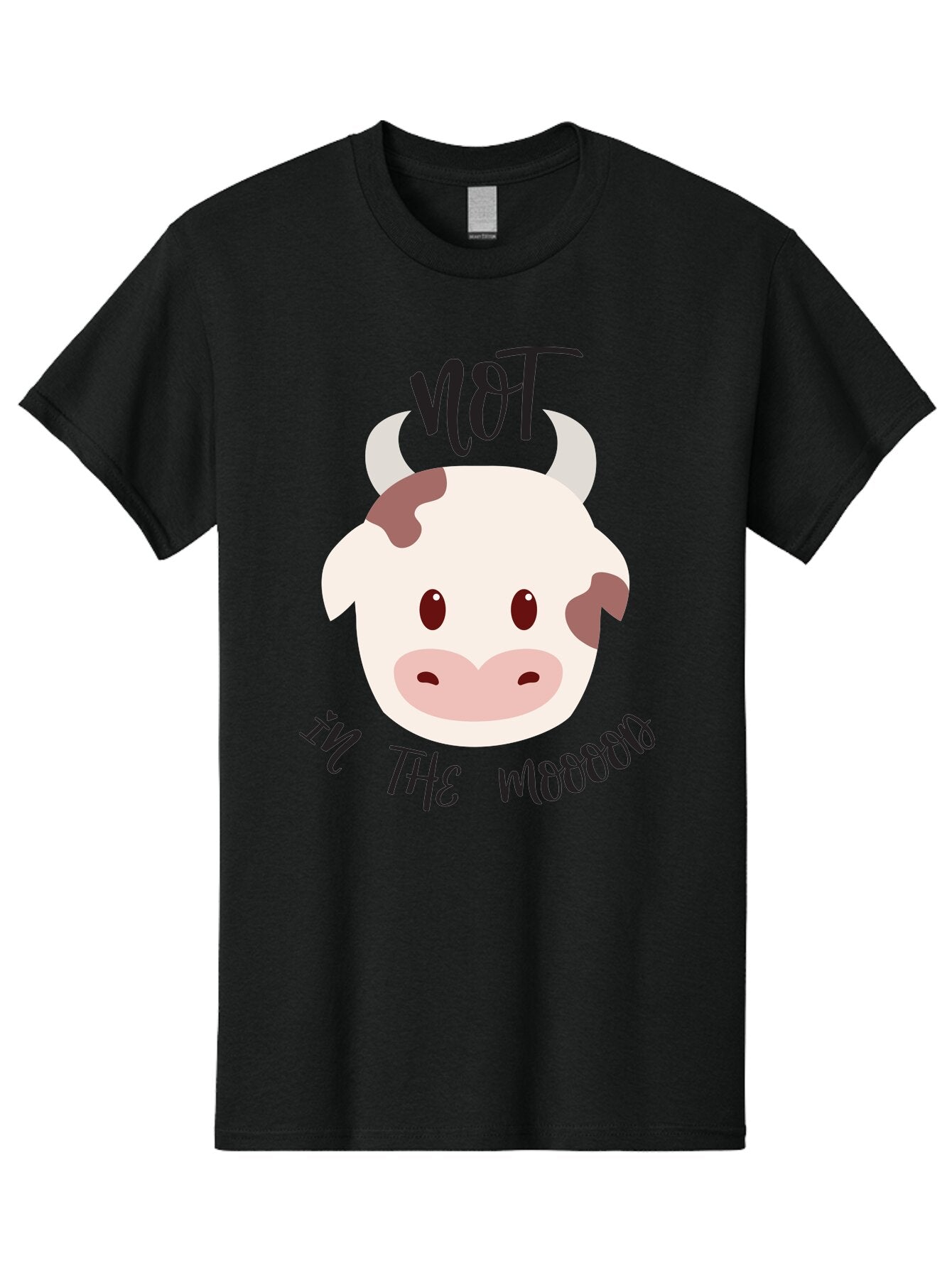 Not-In-The-Mood-Cow Men'S Graphic Tee, 100% Cotton, Comfortable Casual Summer Wear, Machine Washable, Cartoon Cow Face, Funny Cow Illustration, Cow Meme, Cow Humor, Cow Graphics, Animal Graphics, Quirky Illustration, Humorous Art Aad060 10