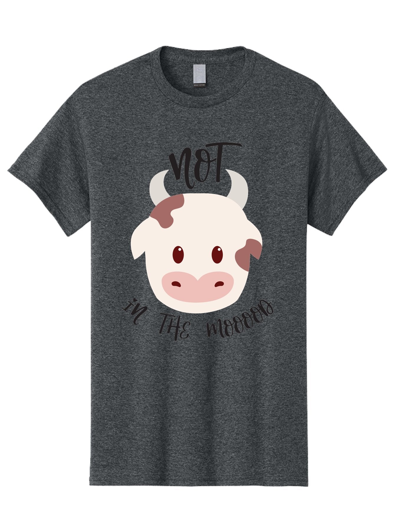 Not-In-The-Mood-Cow Men'S Graphic Tee, 100% Cotton, Comfortable Casual Summer Wear, Machine Washable, Cartoon Cow Face, Funny Cow Illustration, Cow Meme, Cow Humor, Cow Graphics, Animal Graphics, Quirky Illustration, Humorous Art Aad060 5