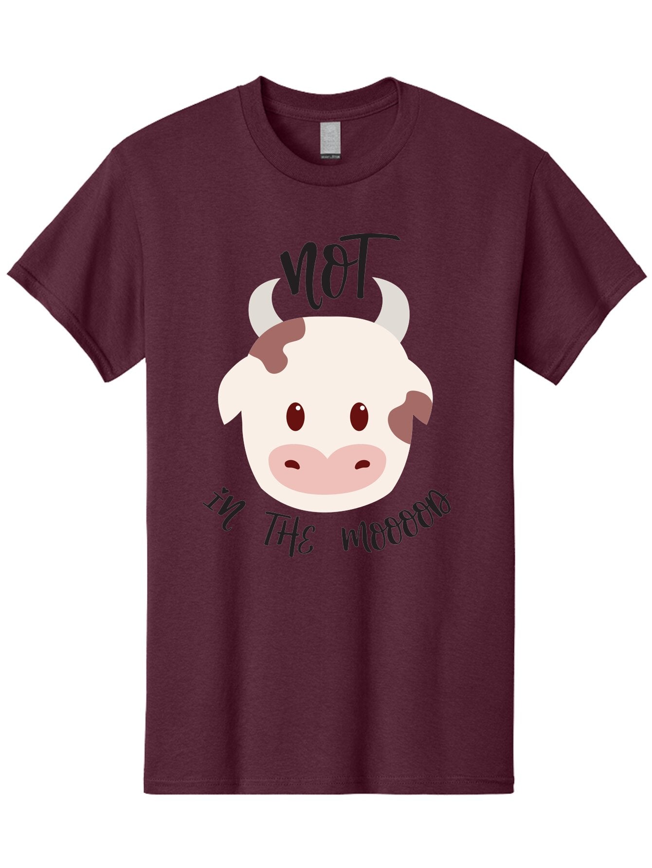 Not-In-The-Mood-Cow Men'S Graphic Tee, 100% Cotton, Comfortable Casual Summer Wear, Machine Washable, Cartoon Cow Face, Funny Cow Illustration, Cow Meme, Cow Humor, Cow Graphics, Animal Graphics, Quirky Illustration, Humorous Art Aad060 15