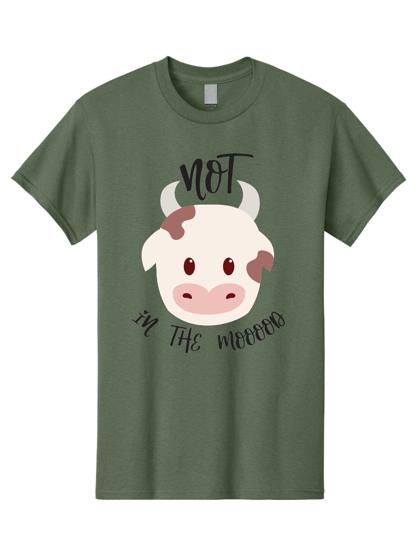 Not-In-The-Mood-Cow Men'S Graphic Tee, 100% Cotton, Comfortable Casual Summer Wear, Machine Washable, Cartoon Cow Face, Funny Cow Illustration, Cow Meme, Cow Humor, Cow Graphics, Animal Graphics, Quirky Illustration, Humorous Art Aad060 7