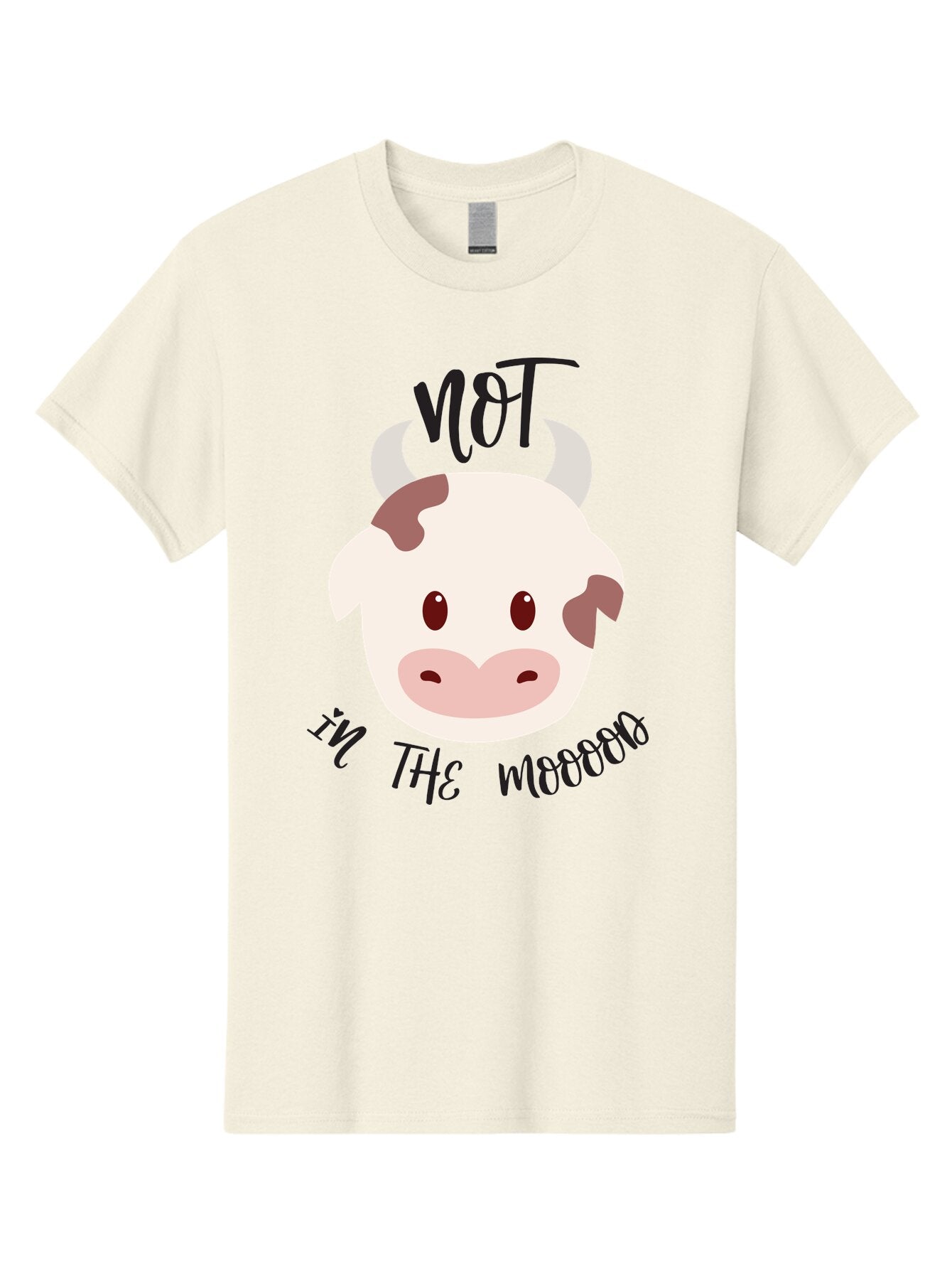 Not-In-The-Mood-Cow Men'S Graphic Tee, 100% Cotton, Comfortable Casual Summer Wear, Machine Washable, Cartoon Cow Face, Funny Cow Illustration, Cow Meme, Cow Humor, Cow Graphics, Animal Graphics, Quirky Illustration, Humorous Art Aad060 6