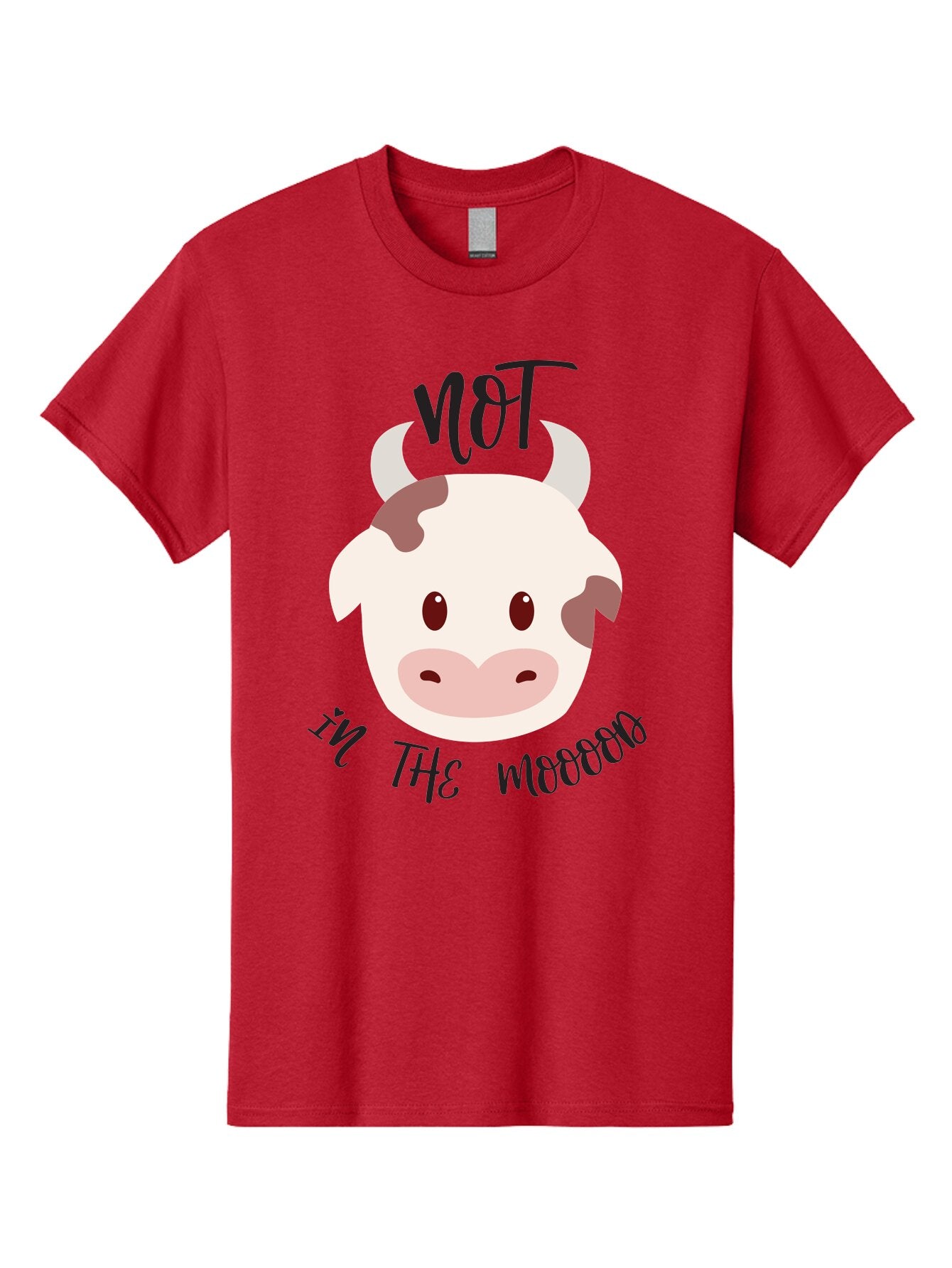 Not-In-The-Mood-Cow Men'S Graphic Tee, 100% Cotton, Comfortable Casual Summer Wear, Machine Washable, Cartoon Cow Face, Funny Cow Illustration, Cow Meme, Cow Humor, Cow Graphics, Animal Graphics, Quirky Illustration, Humorous Art Aad060 9