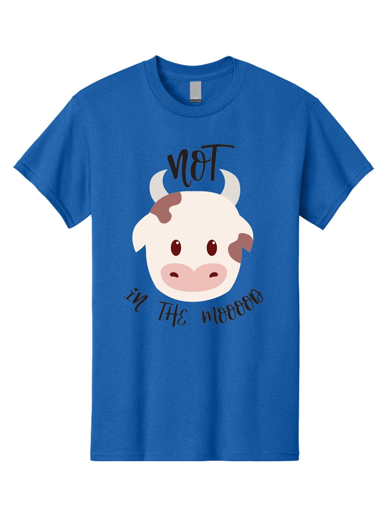 Not-In-The-Mood-Cow Men'S Graphic Tee, 100% Cotton, Comfortable Casual Summer Wear, Machine Washable, Cartoon Cow Face, Funny Cow Illustration, Cow Meme, Cow Humor, Cow Graphics, Animal Graphics, Quirky Illustration, Humorous Art Aad060 8