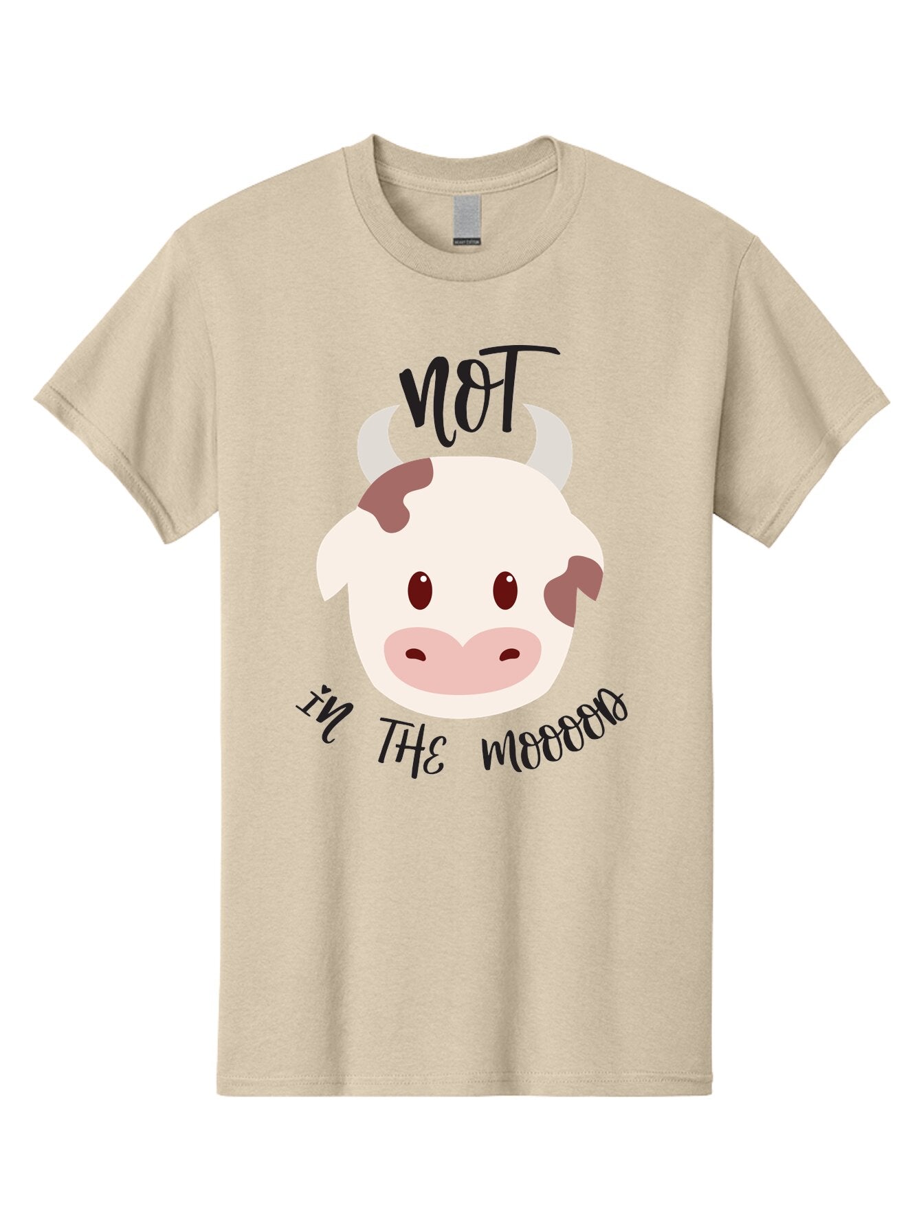 Not-In-The-Mood-Cow Men'S Graphic Tee, 100% Cotton, Comfortable Casual Summer Wear, Machine Washable, Cartoon Cow Face, Funny Cow Illustration, Cow Meme, Cow Humor, Cow Graphics, Animal Graphics, Quirky Illustration, Humorous Art Aad060 4