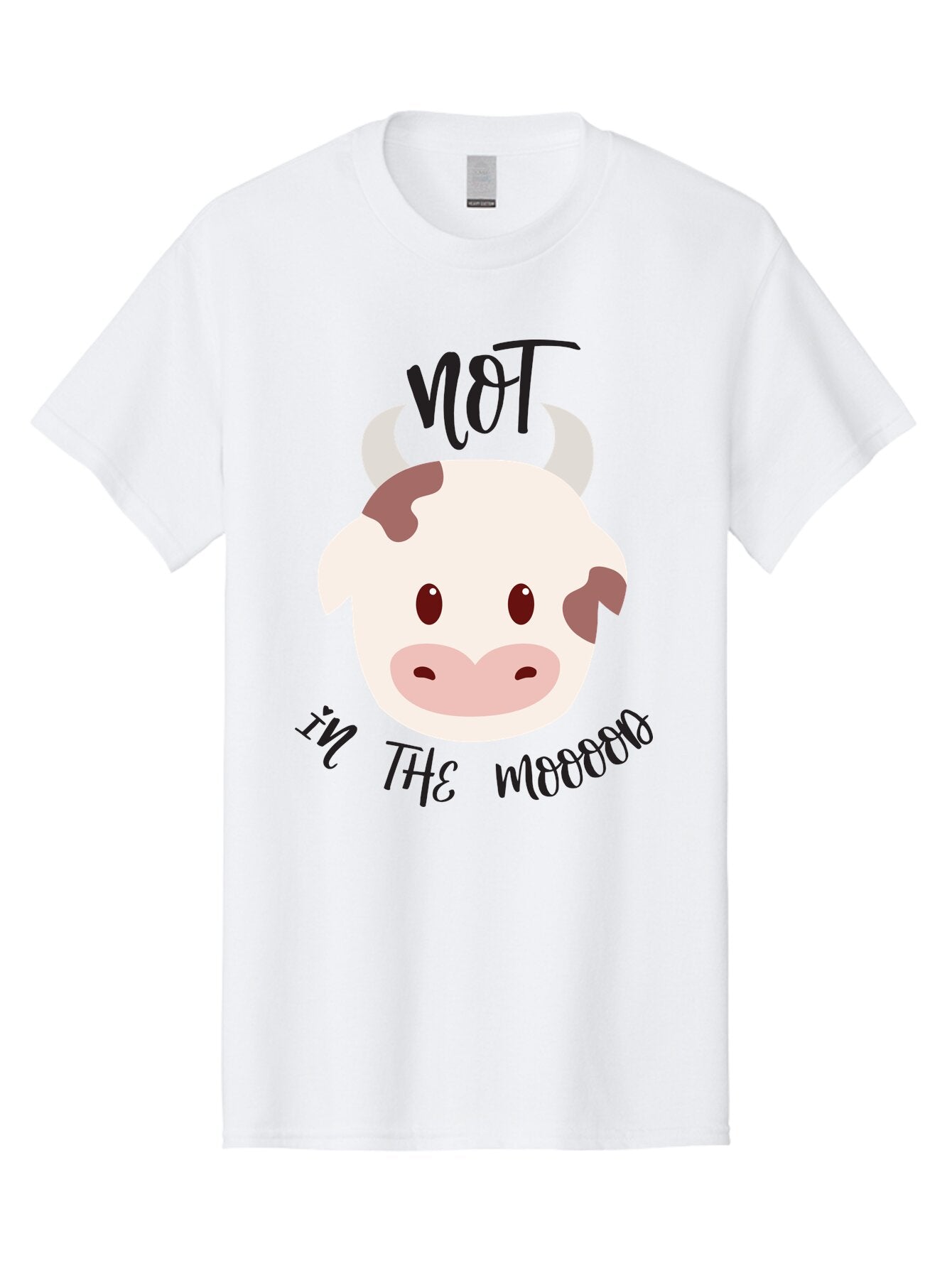 Not-In-The-Mood-Cow Men'S Graphic Tee, 100% Cotton, Comfortable Casual Summer Wear, Machine Washable, Cartoon Cow Face, Funny Cow Illustration, Cow Meme, Cow Humor, Cow Graphics, Animal Graphics, Quirky Illustration, Humorous Art Aad060 13