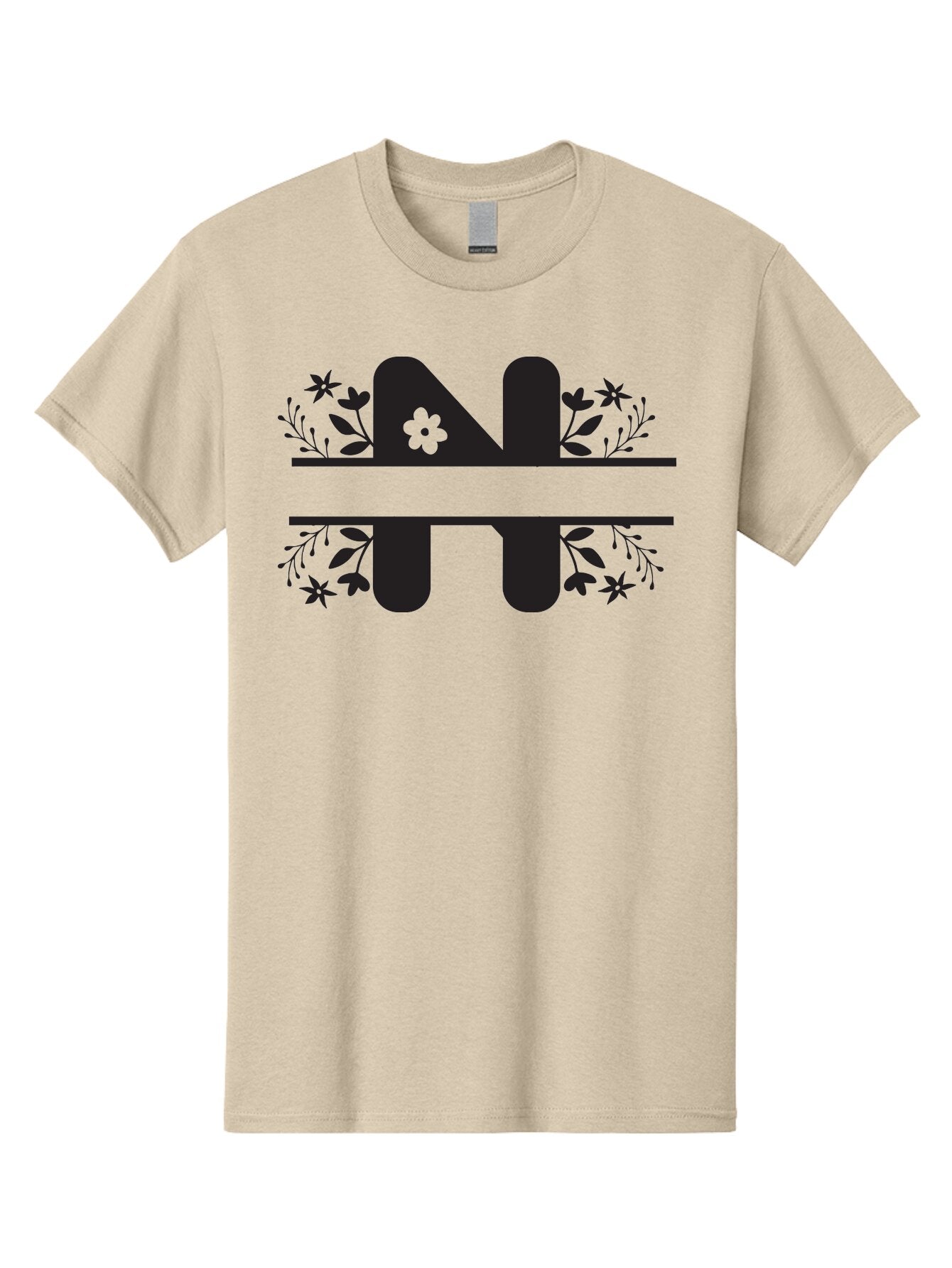 Nt-Logo Men'S Graphic Tee, 100% Cotton, Comfortable Casual Summer Wear, Machine Washable, Stylish Alphabet, Floral Design, Artistic Typography, Decorative Lettering, Elegant Font Style, Creative Graphics, Floral Motifs, Bold Typography, Aad061 10