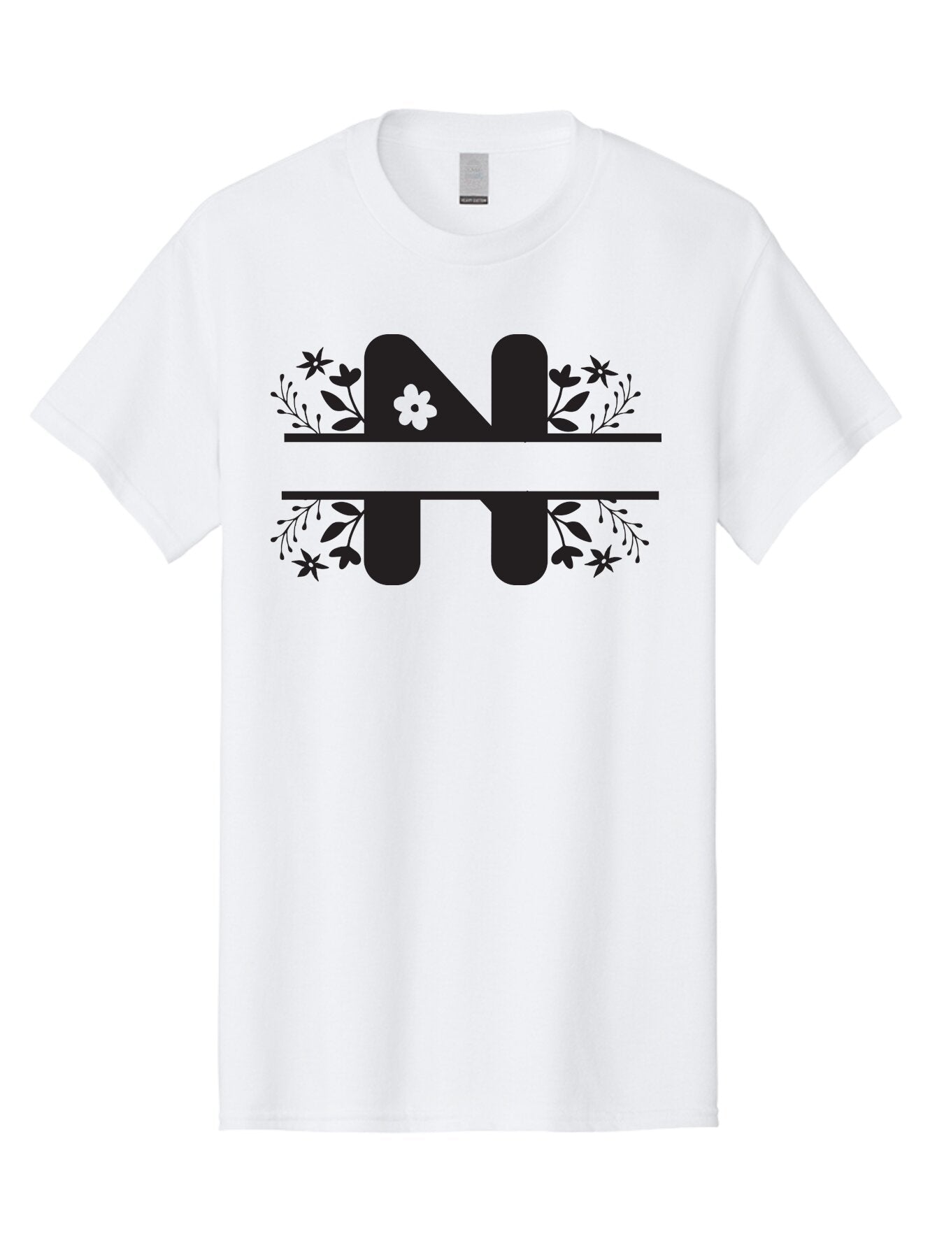 Nt-Logo Men'S Graphic Tee, 100% Cotton, Comfortable Casual Summer Wear, Machine Washable, Stylish Alphabet, Floral Design, Artistic Typography, Decorative Lettering, Elegant Font Style, Creative Graphics, Floral Motifs, Bold Typography, Aad061 8