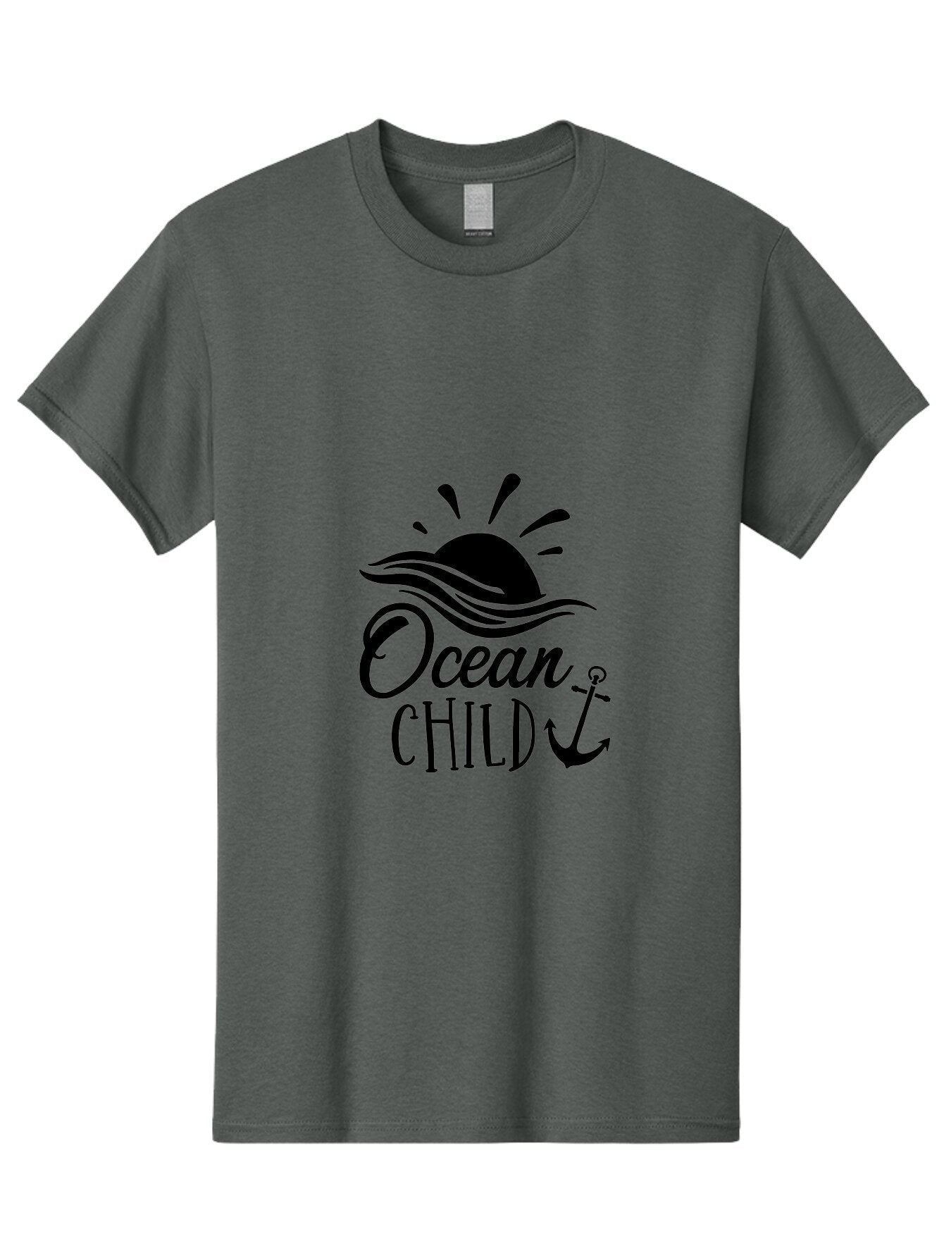 Ocean-Child Men'S Graphic Tee, 100% Cotton, Comfortable Casual Summer Wear, Machine Washable, Ocean Child, Nautical Theme, Ocean Waves, Setting Sun, Anchor Symbol, Beach Vibes, Ocean Lover Gifts, Sea Inspiration, Coastal Elements Aad062 6