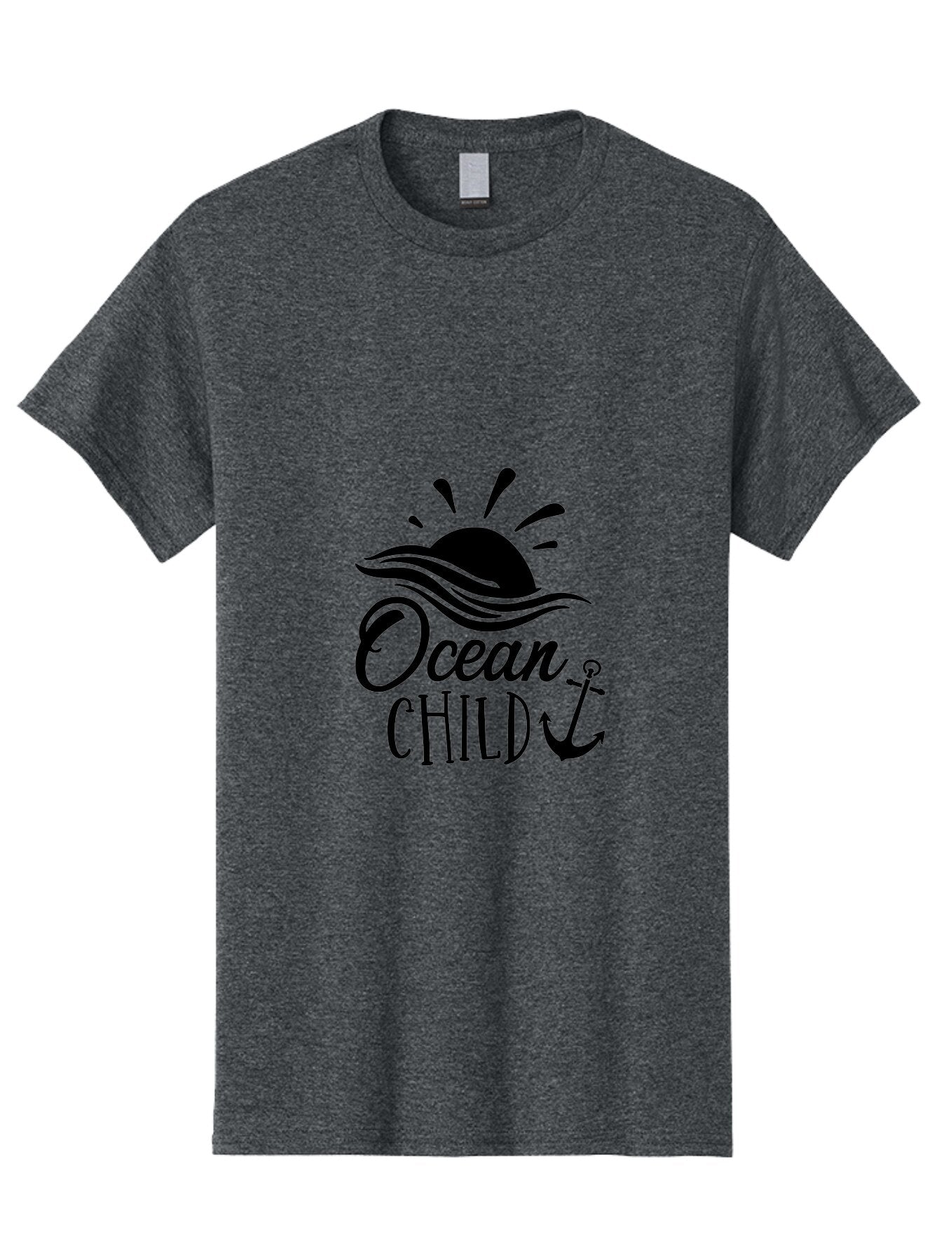 Ocean-Child Men'S Graphic Tee, 100% Cotton, Comfortable Casual Summer Wear, Machine Washable, Ocean Child, Nautical Theme, Ocean Waves, Setting Sun, Anchor Symbol, Beach Vibes, Ocean Lover Gifts, Sea Inspiration, Coastal Elements Aad062 11