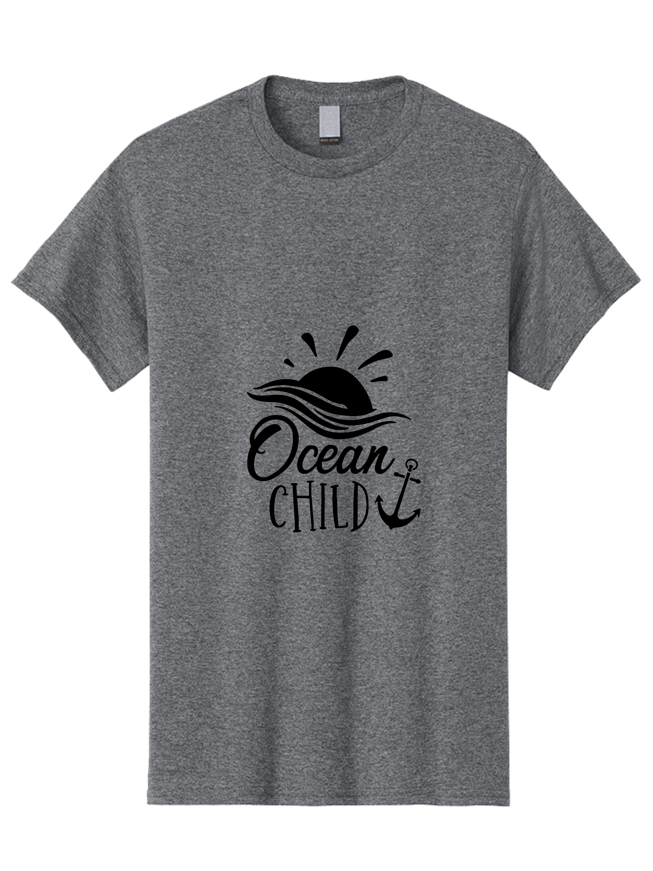 Ocean-Child Men'S Graphic Tee, 100% Cotton, Comfortable Casual Summer Wear, Machine Washable, Ocean Child, Nautical Theme, Ocean Waves, Setting Sun, Anchor Symbol, Beach Vibes, Ocean Lover Gifts, Sea Inspiration, Coastal Elements Aad062