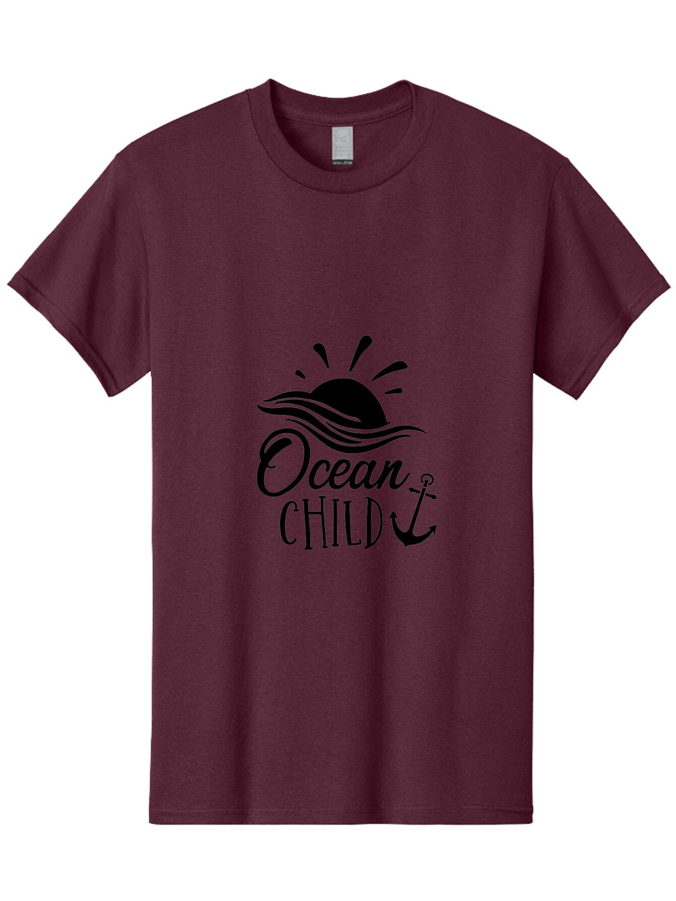 Ocean-Child Men'S Graphic Tee, 100% Cotton, Comfortable Casual Summer Wear, Machine Washable, Ocean Child, Nautical Theme, Ocean Waves, Setting Sun, Anchor Symbol, Beach Vibes, Ocean Lover Gifts, Sea Inspiration, Coastal Elements Aad062 4