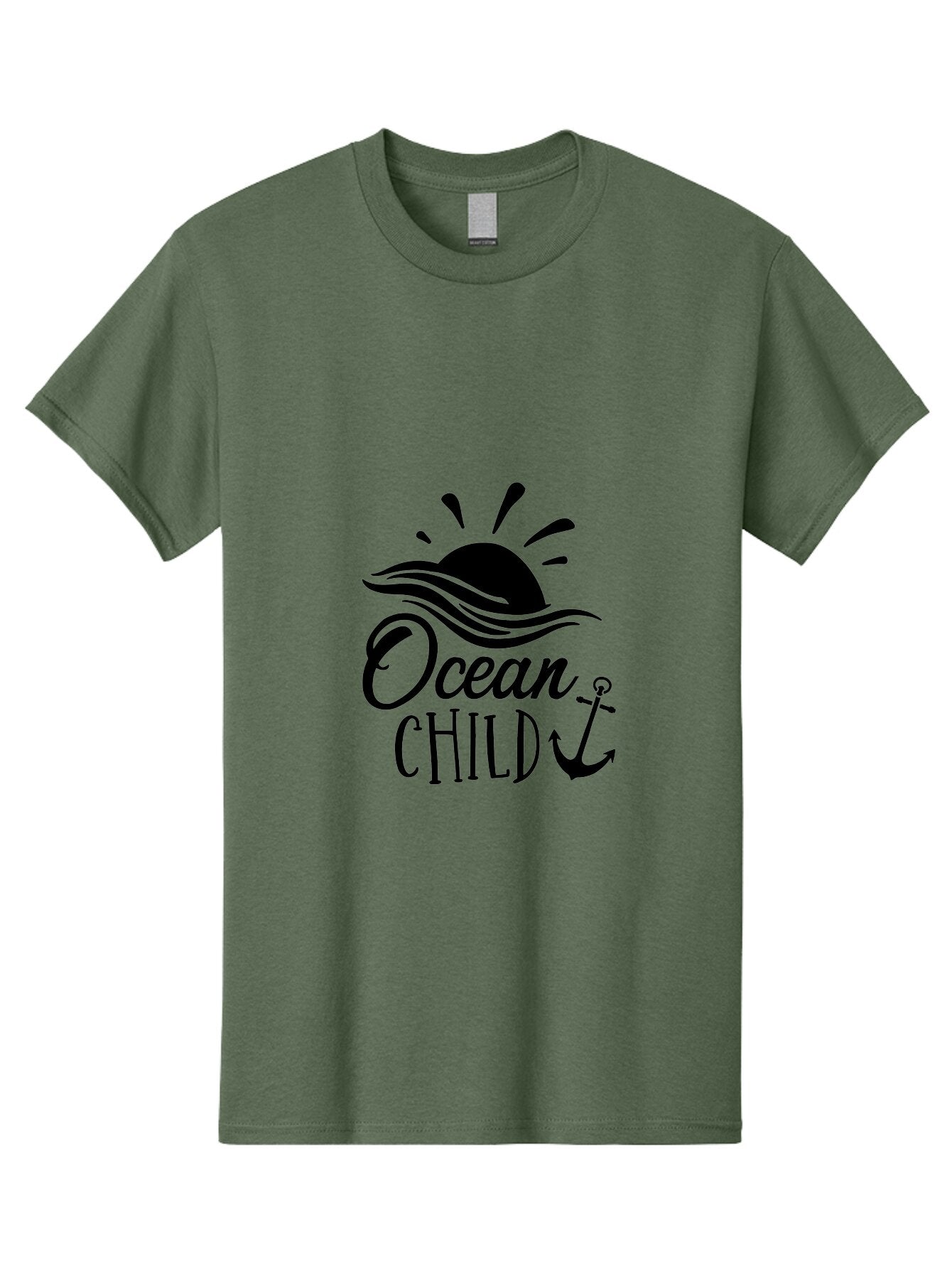 Ocean-Child Men'S Graphic Tee, 100% Cotton, Comfortable Casual Summer Wear, Machine Washable, Ocean Child, Nautical Theme, Ocean Waves, Setting Sun, Anchor Symbol, Beach Vibes, Ocean Lover Gifts, Sea Inspiration, Coastal Elements Aad062 7