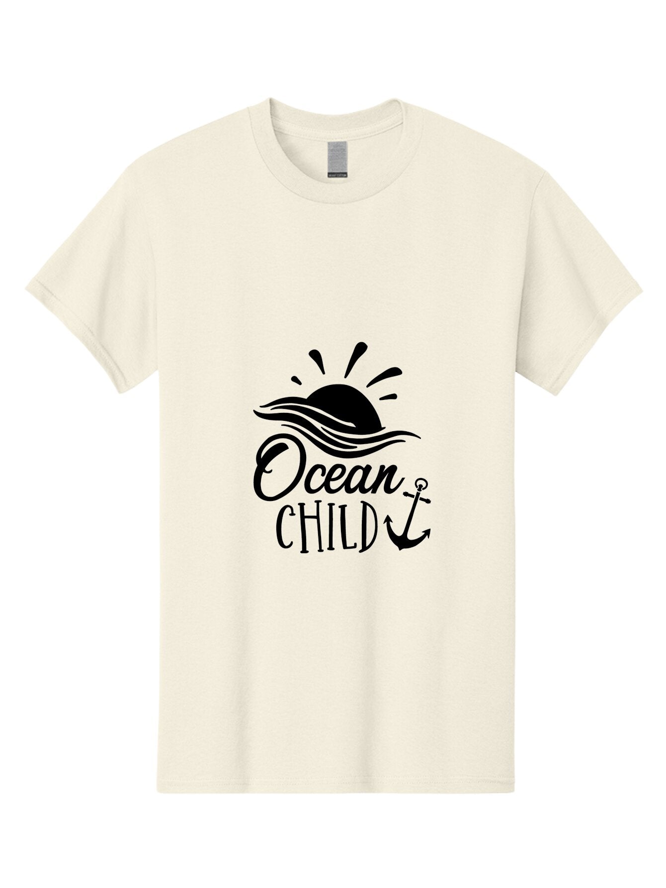 Ocean-Child Men'S Graphic Tee, 100% Cotton, Comfortable Casual Summer Wear, Machine Washable, Ocean Child, Nautical Theme, Ocean Waves, Setting Sun, Anchor Symbol, Beach Vibes, Ocean Lover Gifts, Sea Inspiration, Coastal Elements Aad062 3