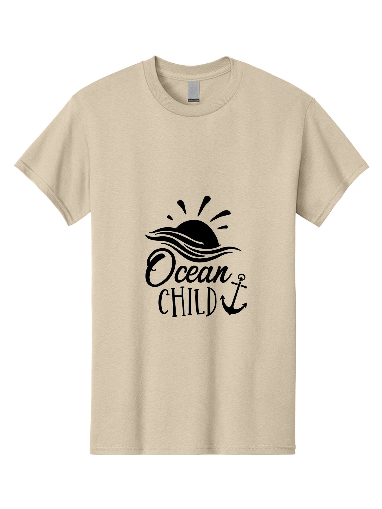 Ocean-Child Men'S Graphic Tee, 100% Cotton, Comfortable Casual Summer Wear, Machine Washable, Ocean Child, Nautical Theme, Ocean Waves, Setting Sun, Anchor Symbol, Beach Vibes, Ocean Lover Gifts, Sea Inspiration, Coastal Elements Aad062 14