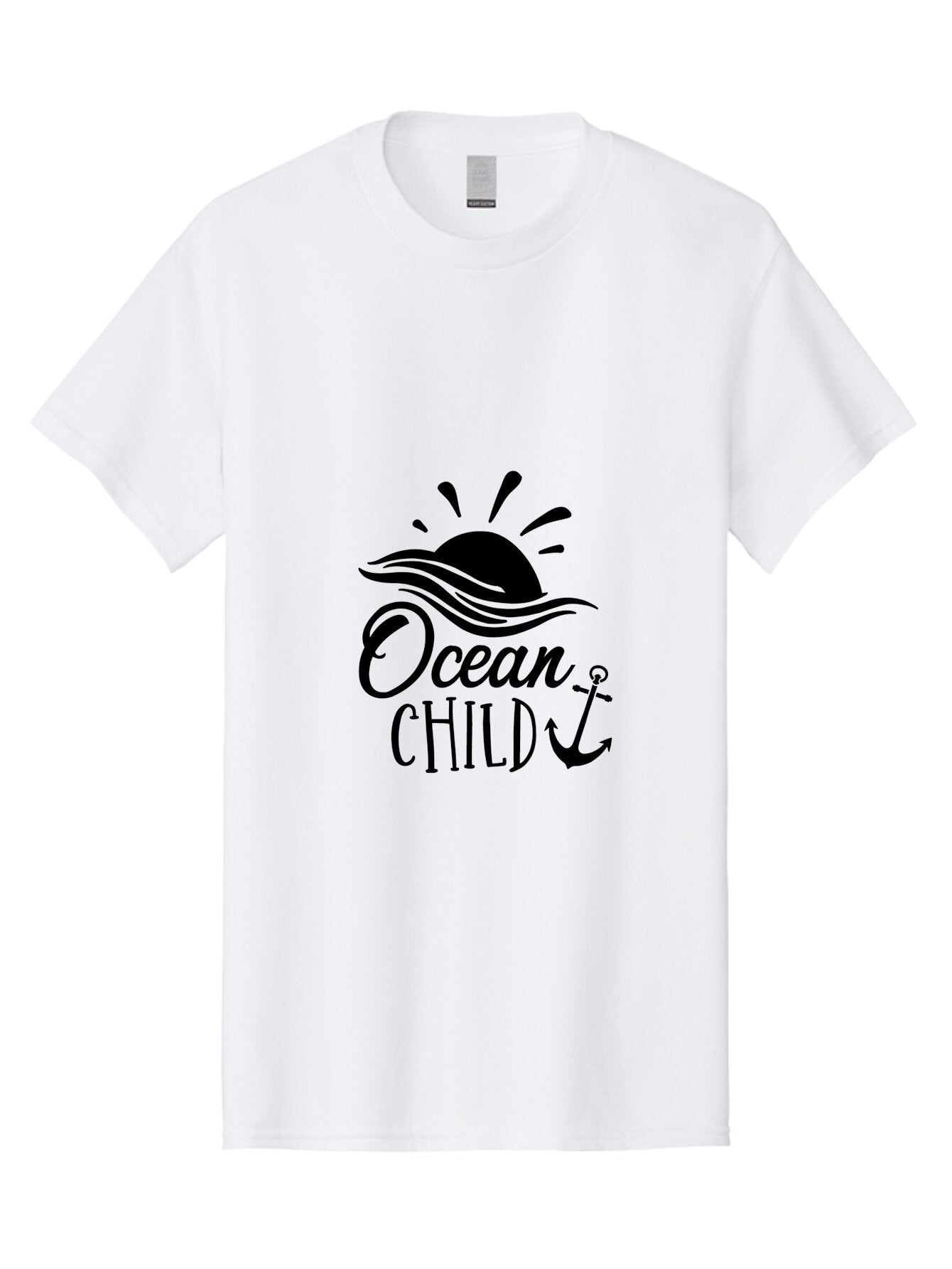 Ocean-Child Men'S Graphic Tee, 100% Cotton, Comfortable Casual Summer Wear, Machine Washable, Ocean Child, Nautical Theme, Ocean Waves, Setting Sun, Anchor Symbol, Beach Vibes, Ocean Lover Gifts, Sea Inspiration, Coastal Elements Aad062 13