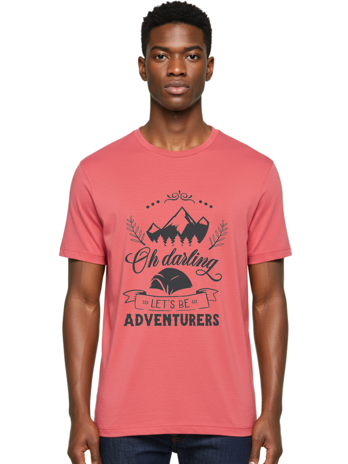 Oh-Darling-Let-S-Be-Adventurers Men'S Graphic Tee, 100% Cotton, Comfortable Casual Summer Wear, Machine Washable, Outdoor Adventure, Travel Inspiration, Wanderlust, Mountain Landscape, Forest Scenery, Inspirational Quotes, Aad066 14