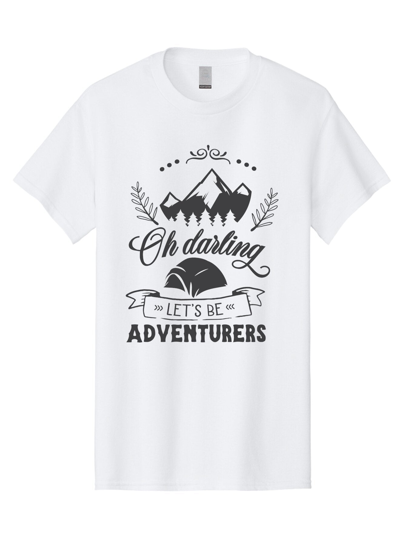 Oh-Darling-Let-S-Be-Adventurers Men'S Graphic Tee, 100% Cotton, Comfortable Casual Summer Wear, Machine Washable, Outdoor Adventure, Travel Inspiration, Wanderlust, Mountain Landscape, Forest Scenery, Inspirational Quotes, Aad066 3