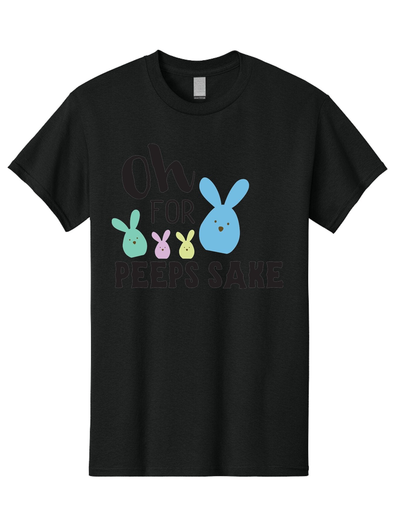 Oh-For-Peeps-Sake Men'S Graphic Tee, 100% Cotton, Comfortable Casual Summer Wear, Machine Washable, Easter Bunnies, Pastel Colors, Cute Cartoon Characters, Funny Easter Quote, Peeps Candy, Bunny Love, Easter Fun, Spring Vibes Aad067 9